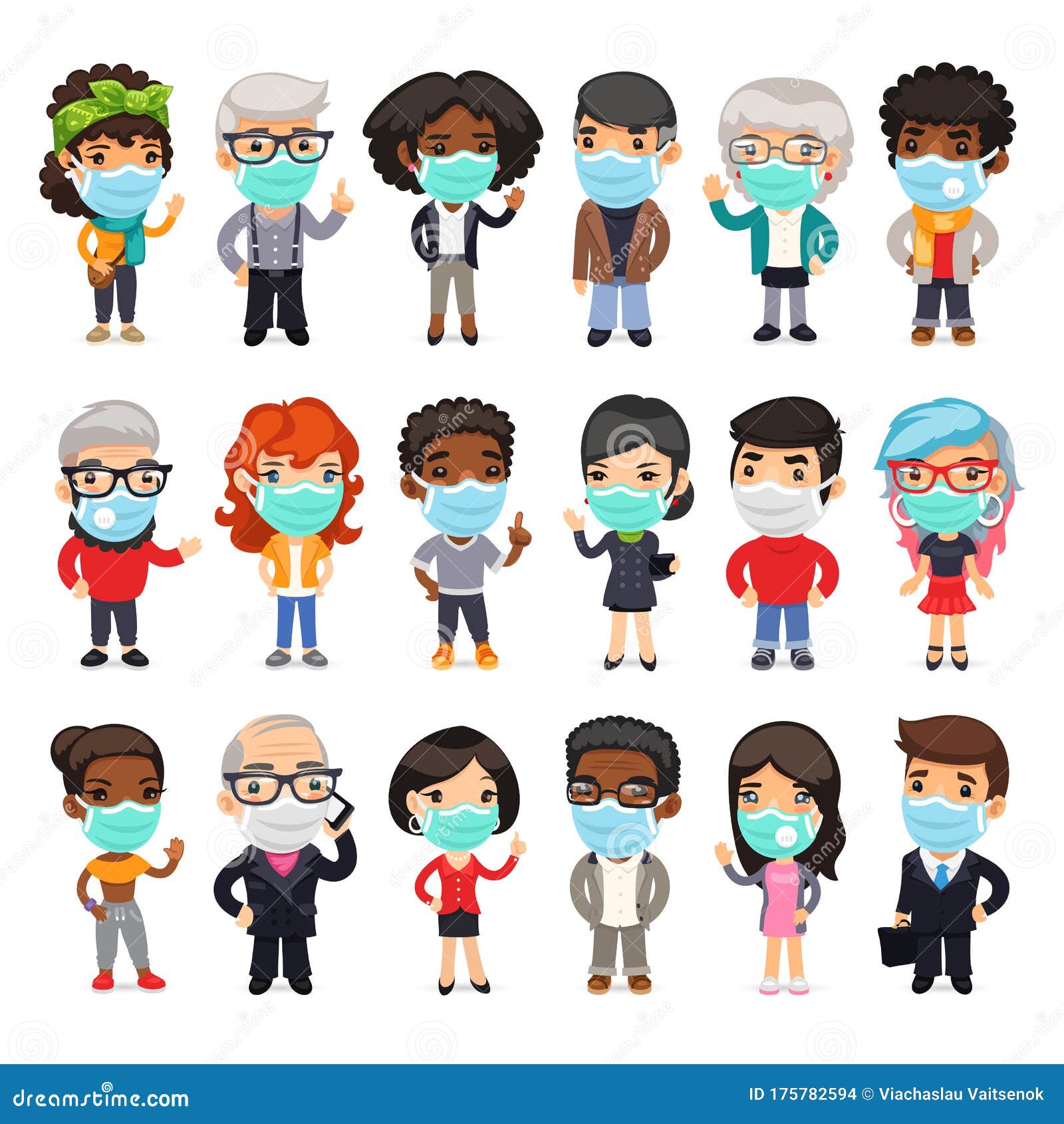 Flat Cartoon People in Protective Medical Masks Stock Vector - Illustration of china, asian: 175782594 Flat Cartoon People in Protective Medical Masks Stock Vector - Illustration of china, asian: 175782594