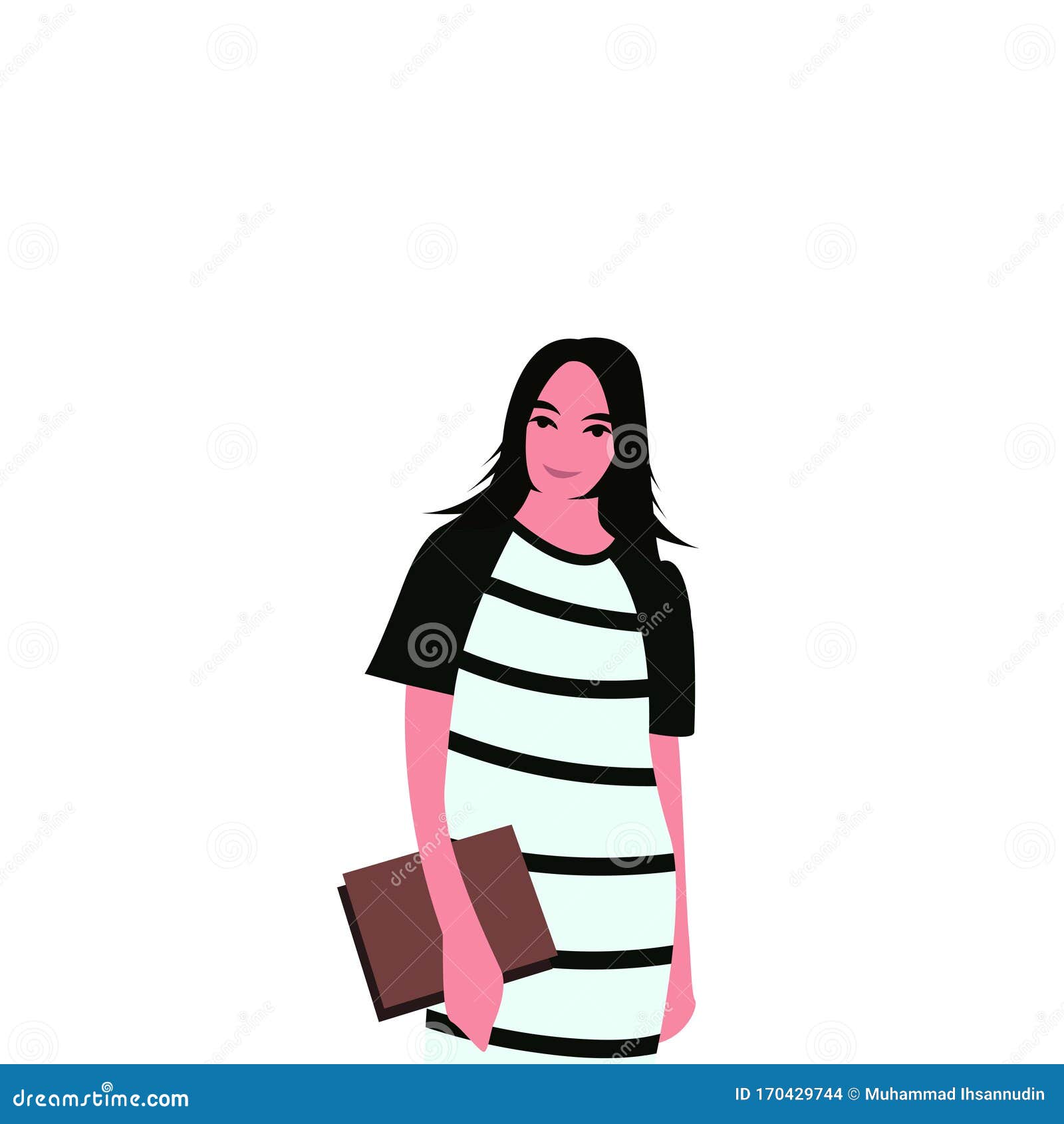 Flat Cartoon Vector Illustration. the Woman Who is Standing and Smiling ...