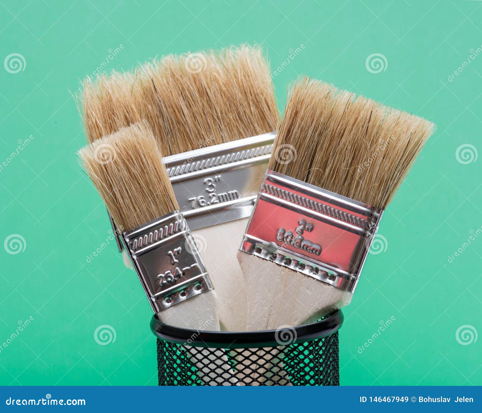 Flat Chip Painting Brush Isolated on Green Stock Image Image of