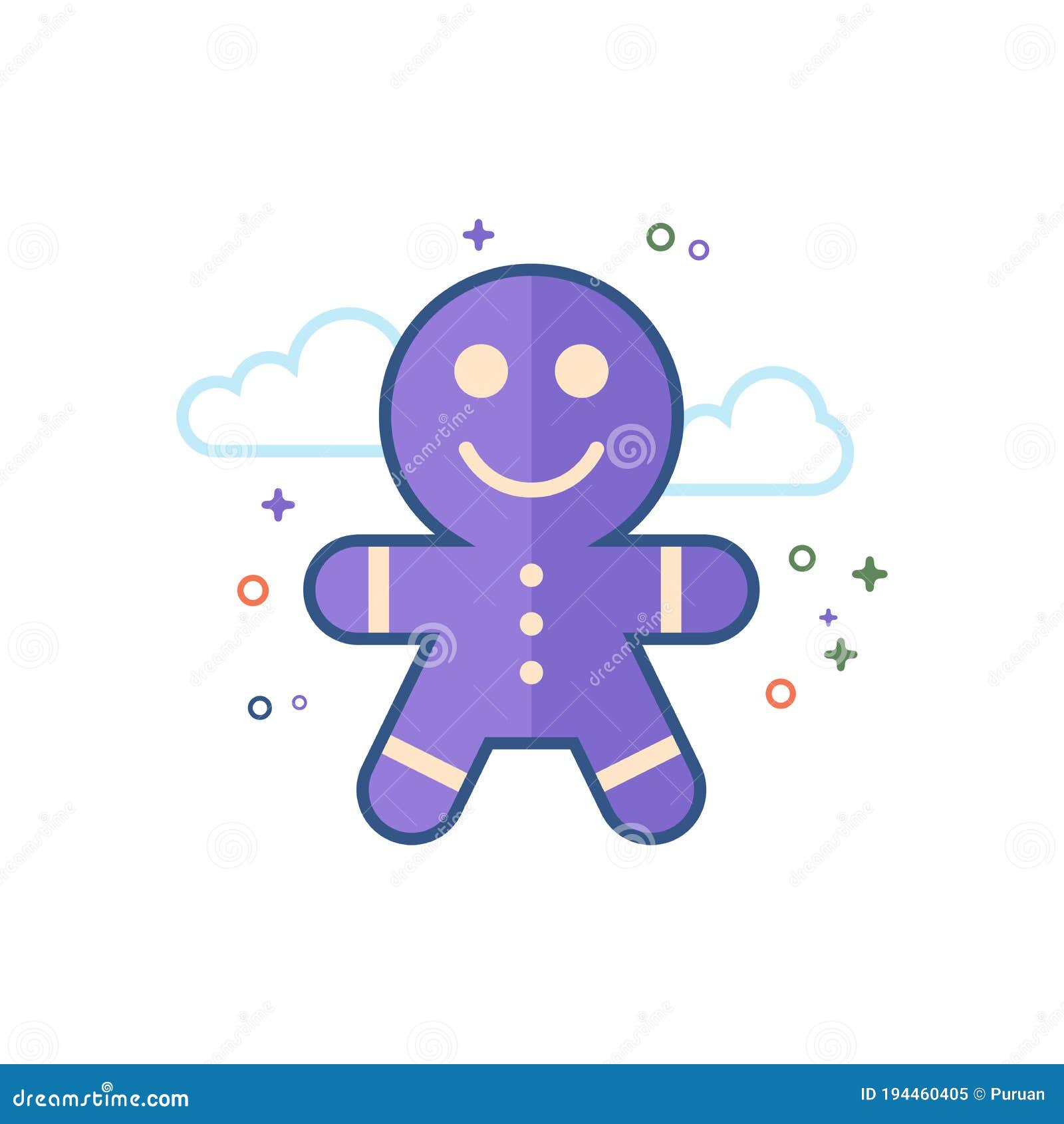 Flat Color Icon - Gingerman Stock Vector - Illustration of happy