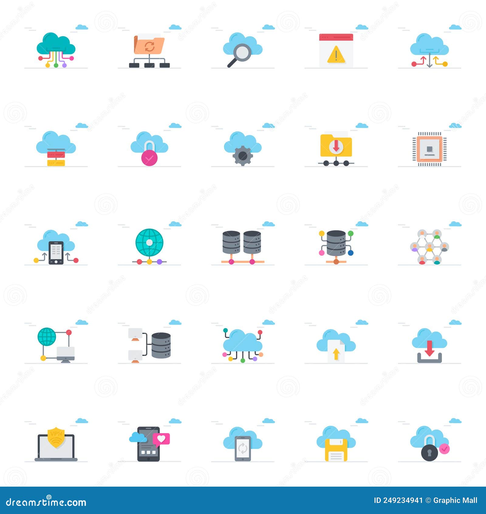 flat color icons for digital electronics.
