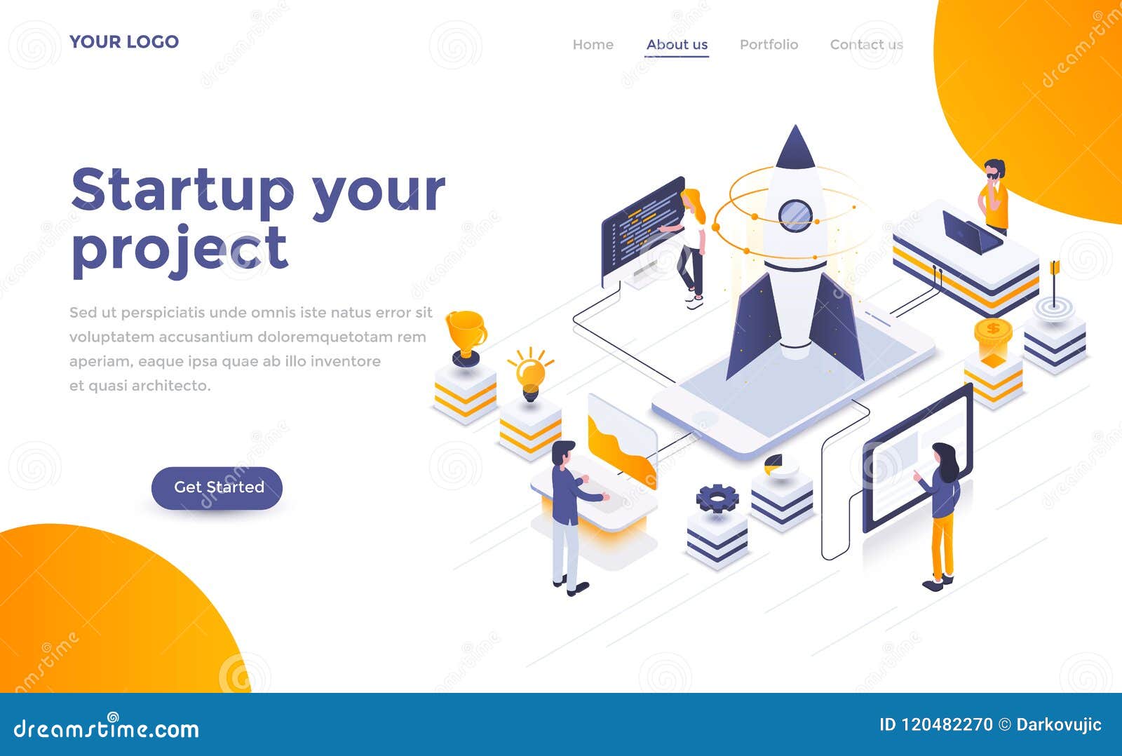 flat color modern isometric concept  - startup your