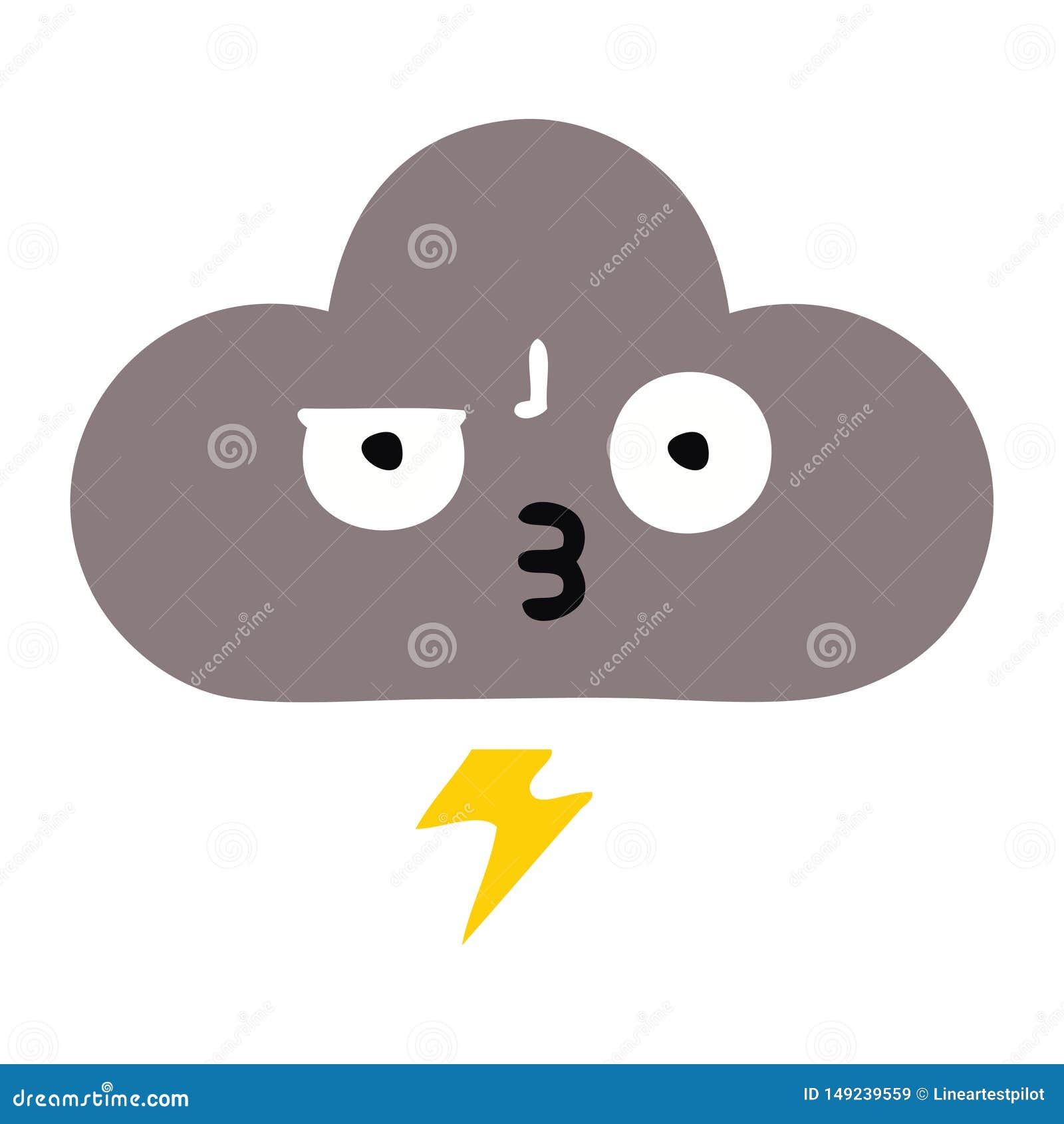 Flat Color Retro Cartoon Storm Cloud Stock Vector - Illustration of ...