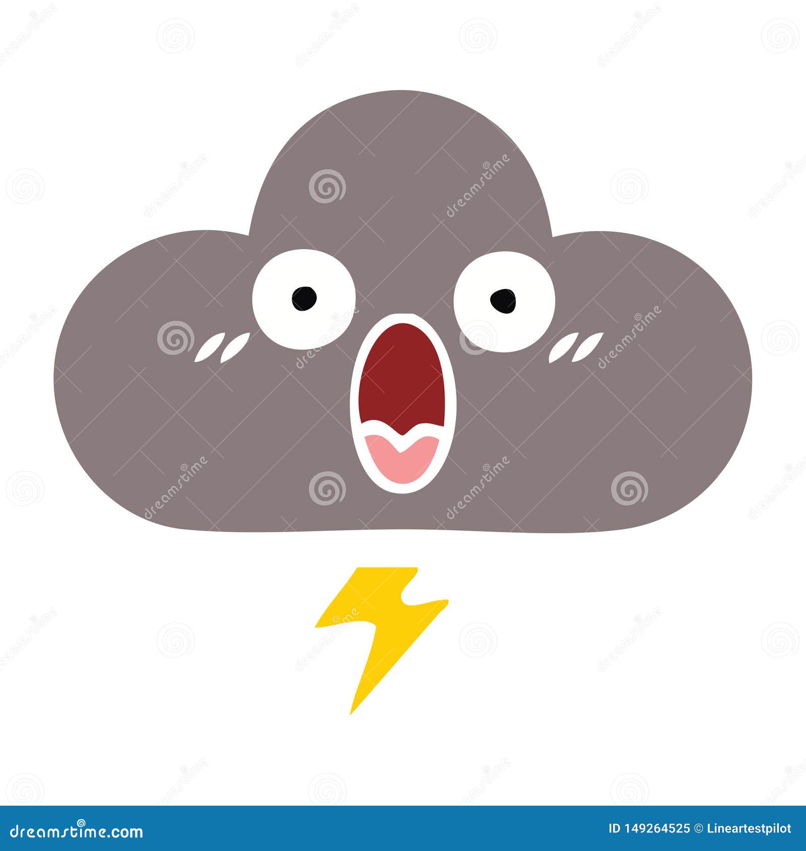 Flat Color Retro Cartoon Storm Cloud Stock Vector - Illustration of ...