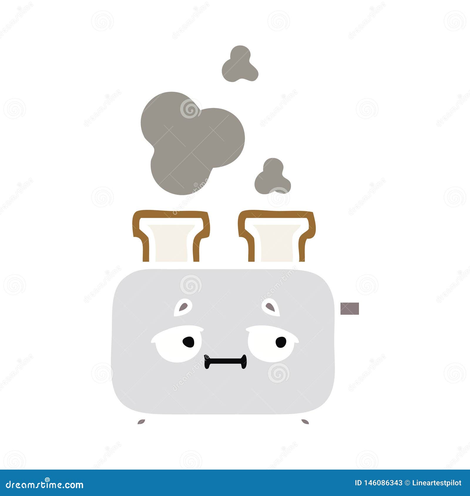 Flat Color Retro Cartoon of a of a Toaster Stock Vector Illustration