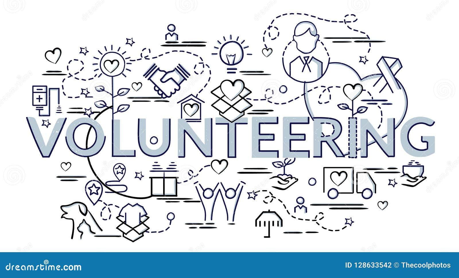 Flat Colorful Design Concept for Volunteering. Stock Vector