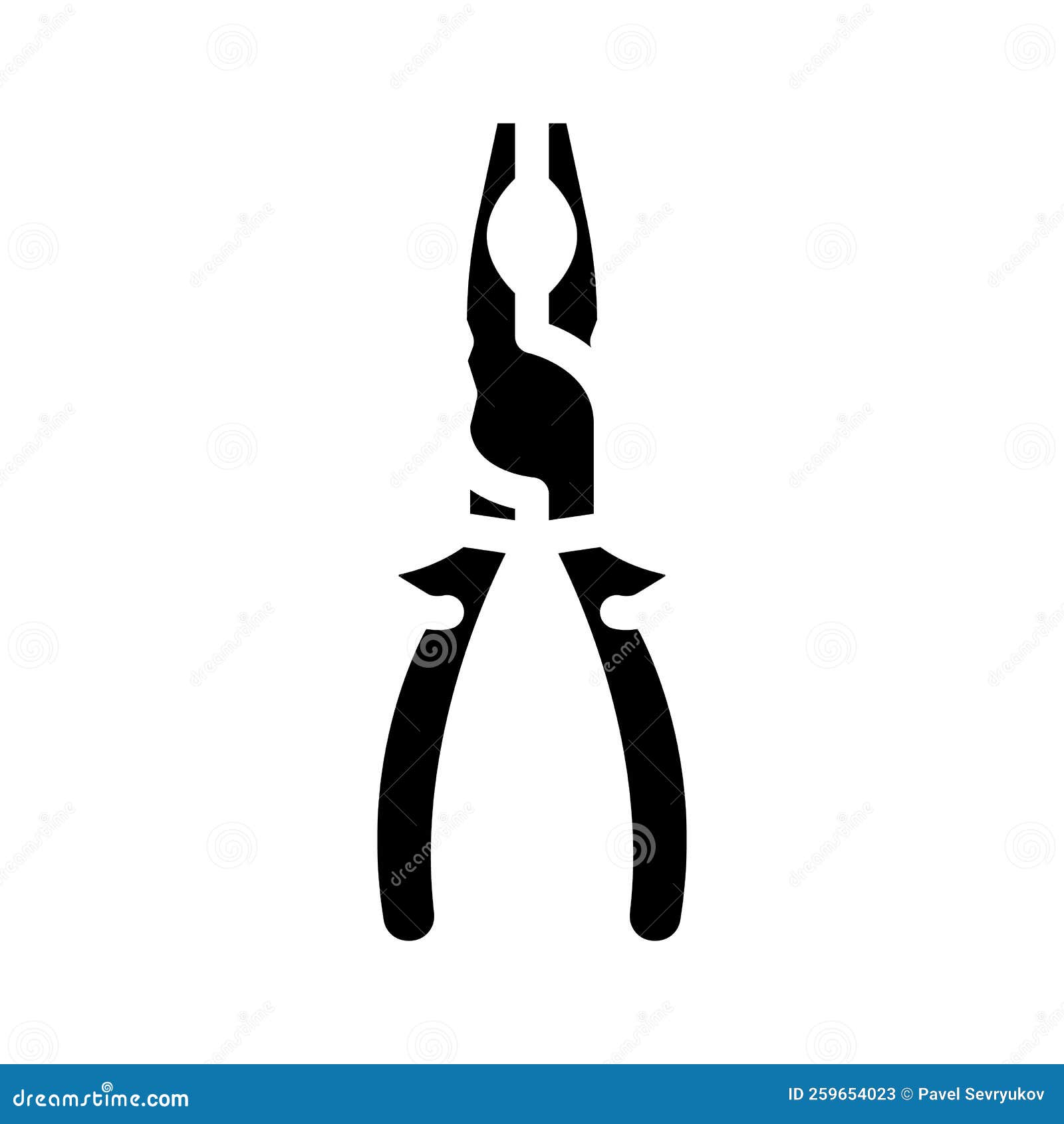 Flat Combination Pliers Glyph Icon Vector Illustration Stock