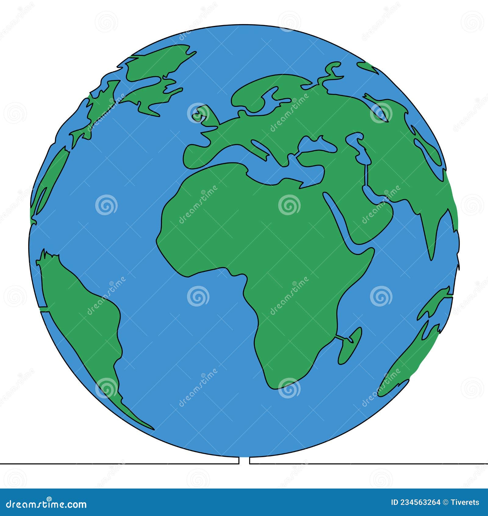 Flat Continuous Line Art Earth Concept Stock Vector