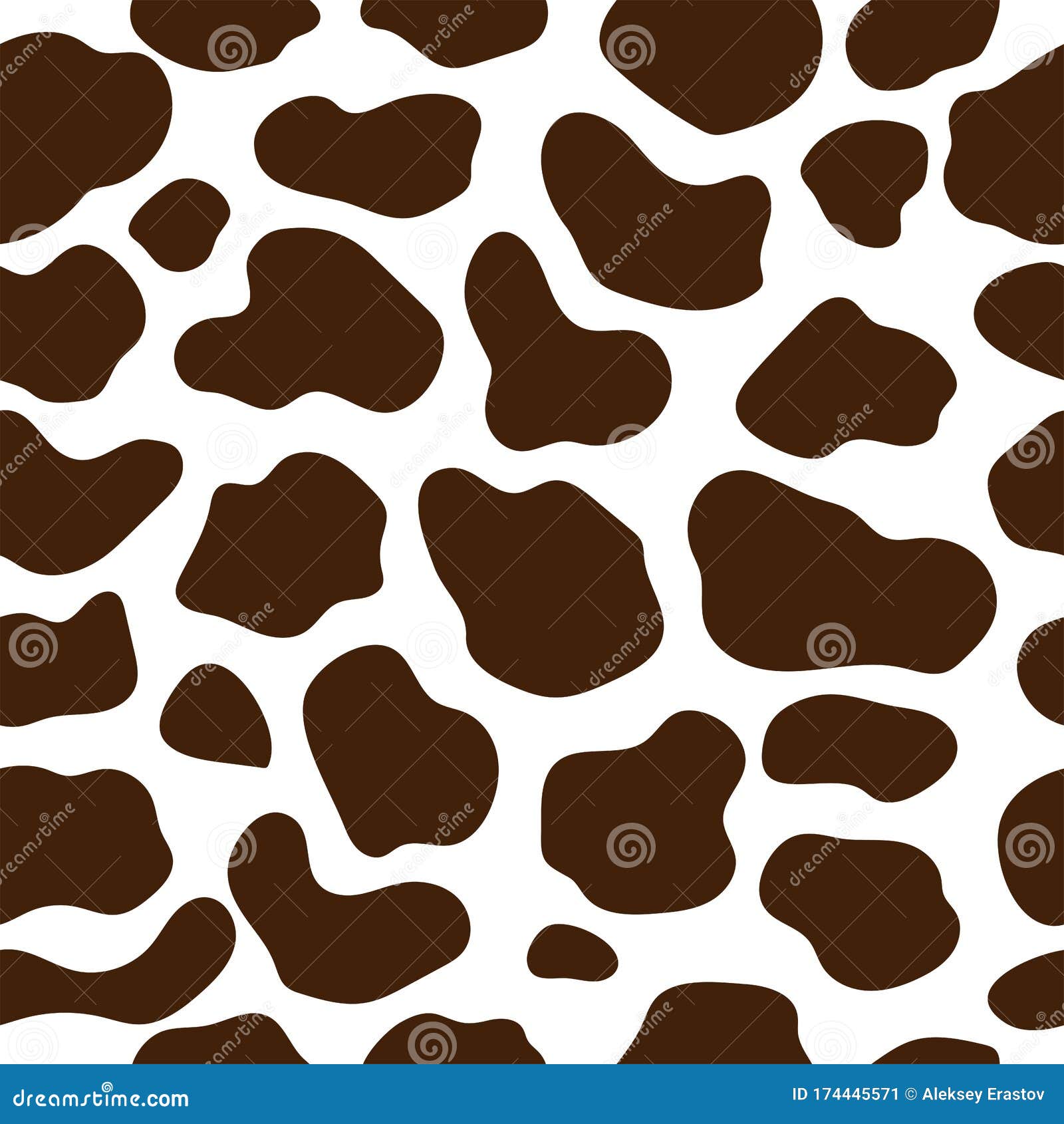 flat cow texture. seamless pattern with abstract brown spots on a white background.  .