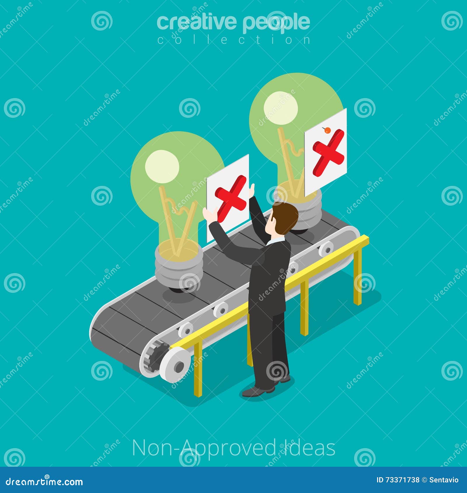 flat 3d isometric non-approved business idea