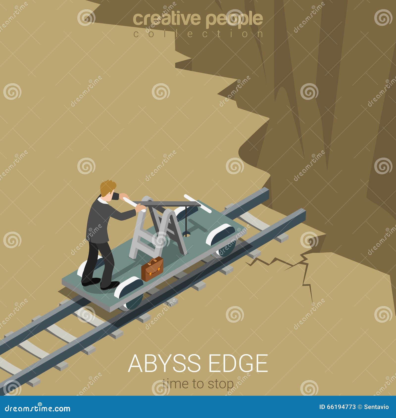 flat 3d isometric  abyss edge time to stop business