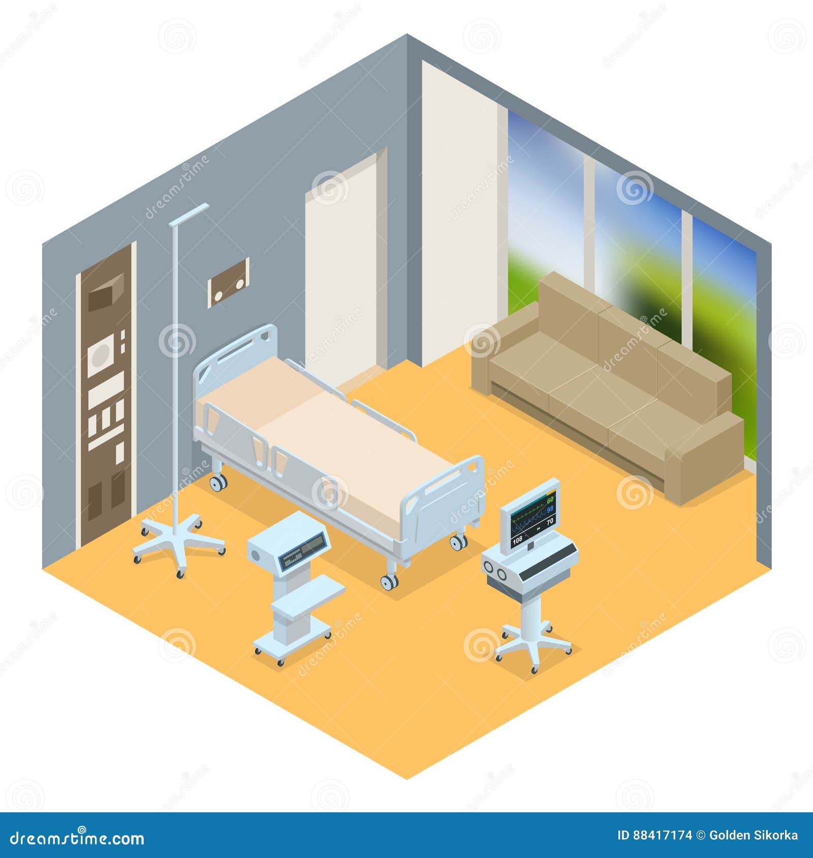 Hospital Ward Intensive Care Unit Graphic Stock Vector (Royalty Free)  1727993782 | Shutterstock