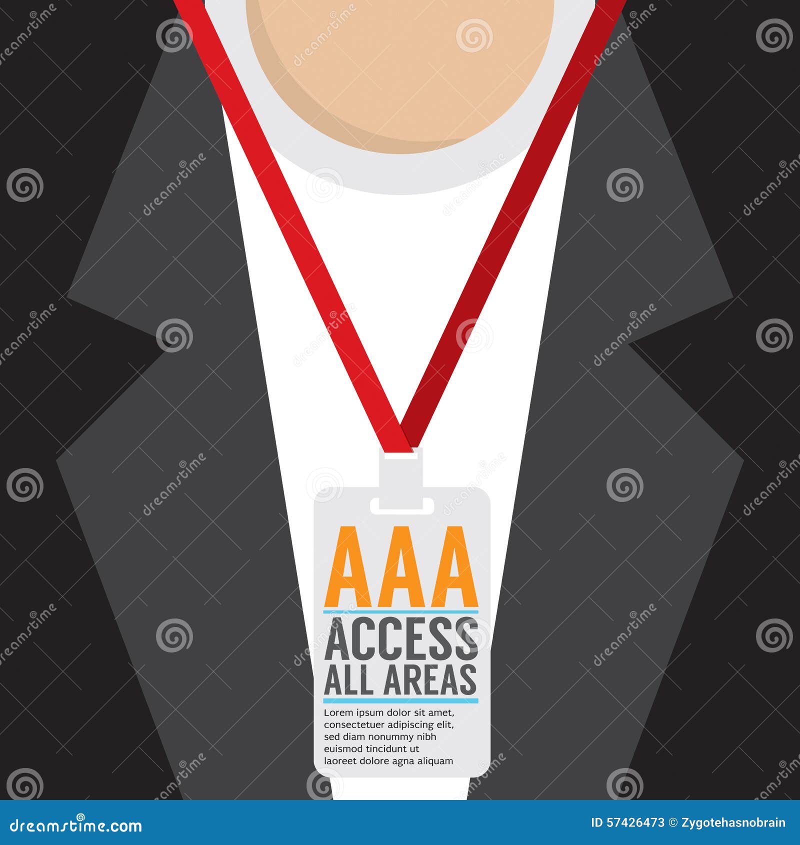 Flat Design Access All Area Staff Card. Stock Vector Illustration of