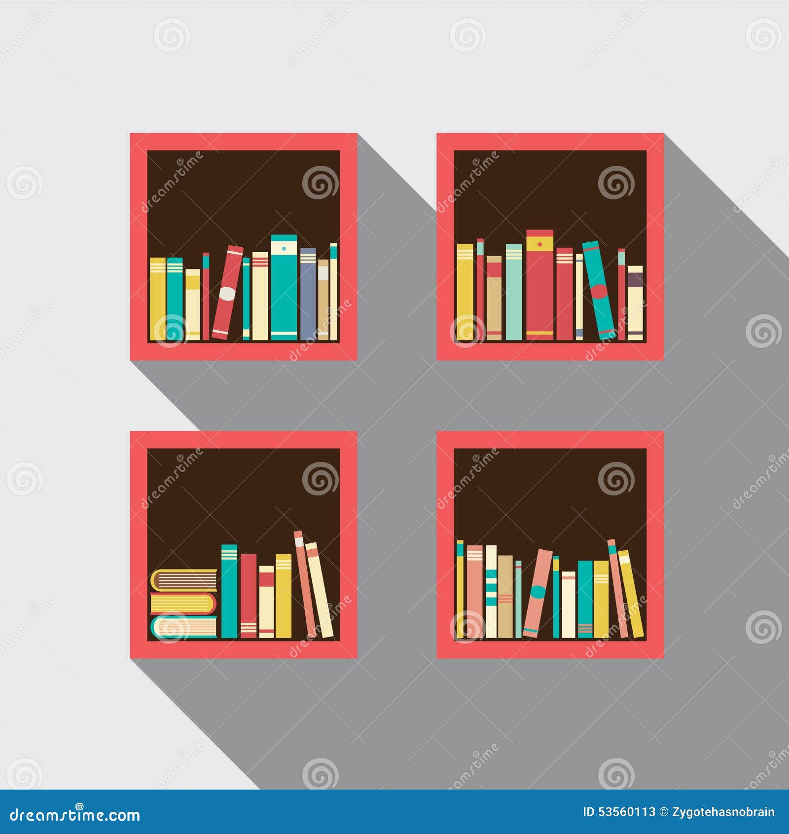 Flat Bookshelves. Shelf Book In Room Library, Reading Book Office Shelf