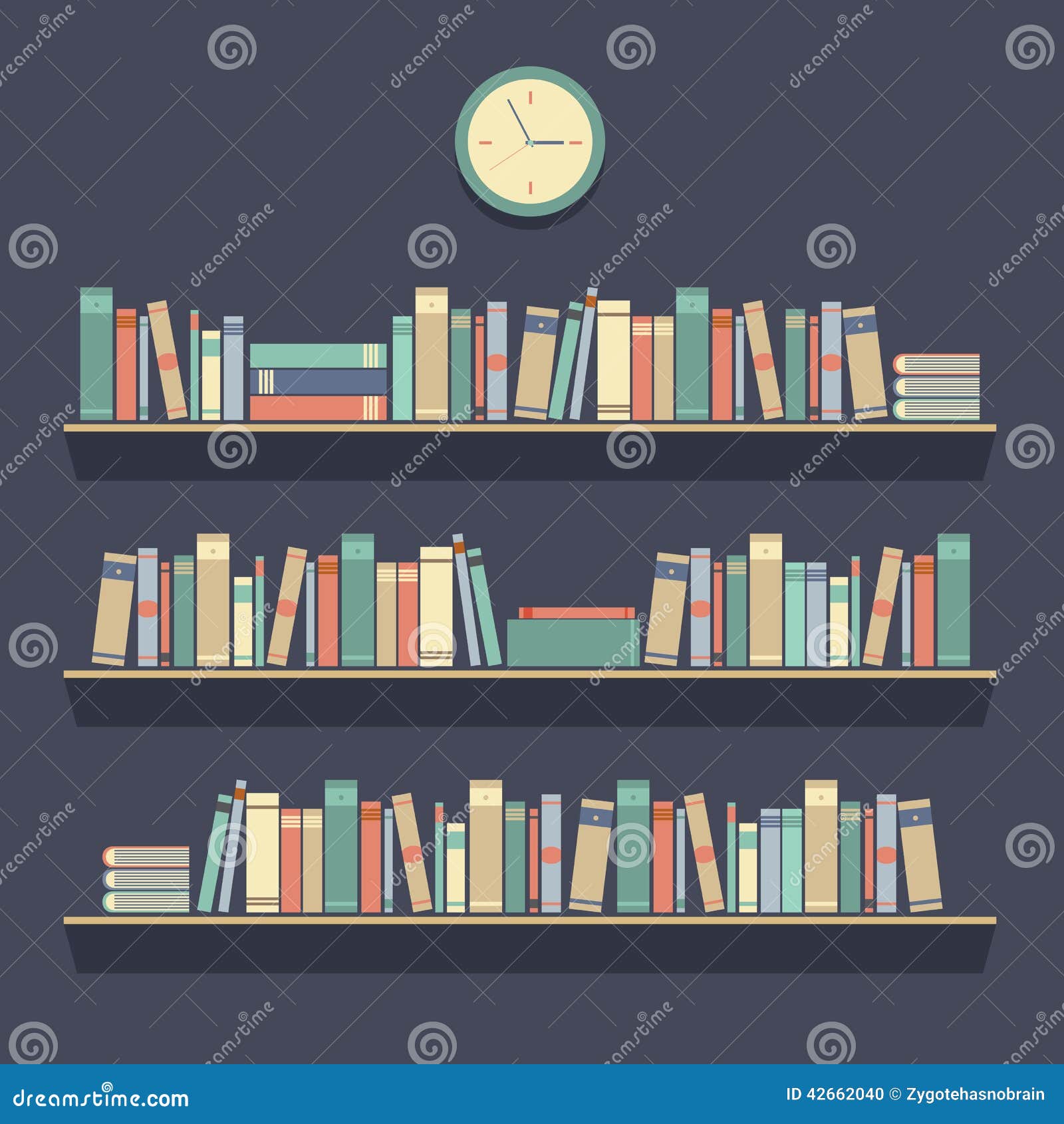 Flat Bookshelves. Shelf Book In Room Library, Reading Book Office Shelf