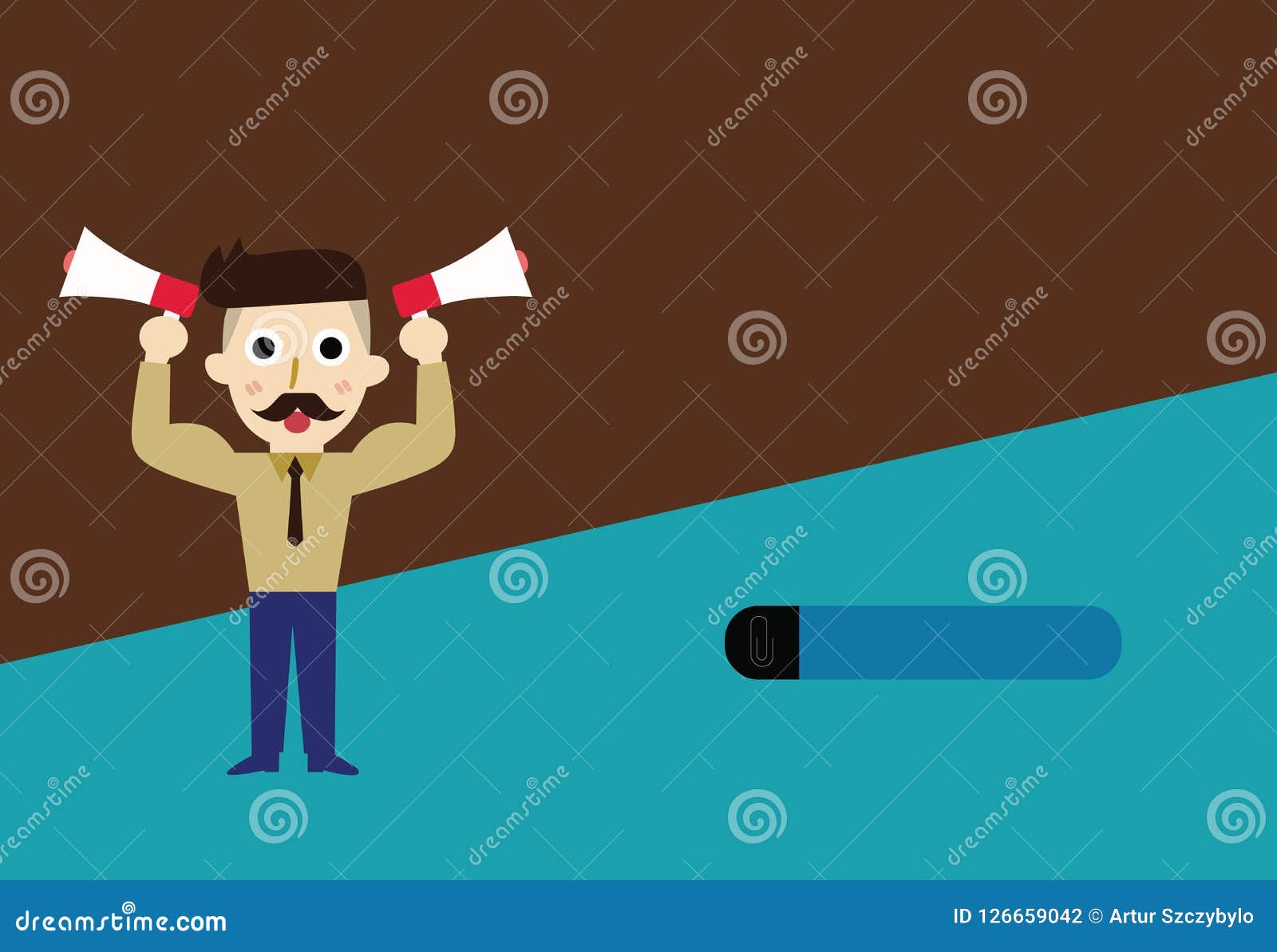 Flat Design Business Vector Illustration Empty Template Esp Minimalist Graphic Layout Template For Advertising Bearded Ma Stock Illustration Illustration Of Attach Left