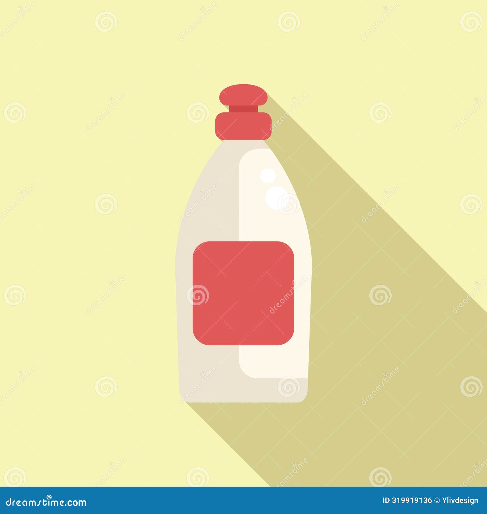 flat  of a cartoon cleaning product bottle with shadow on a pastel background