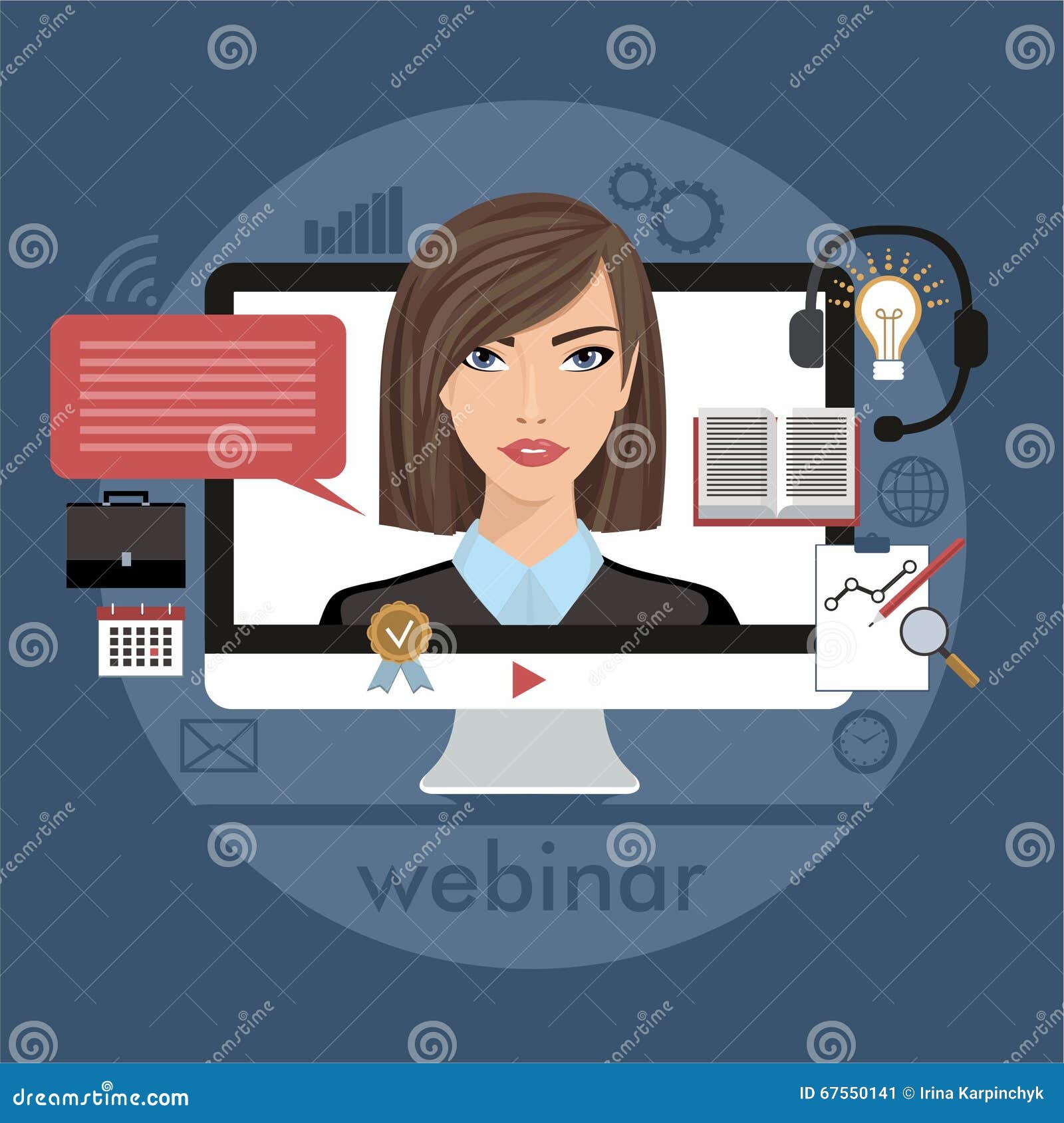 flat  colorful  concept for webinar, online learning, lectures in internet in 