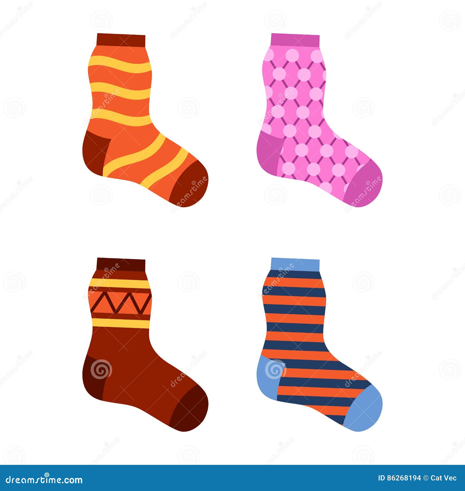 Flat Design Colorful Socks Set Vector Illustration. Stock Vector ...