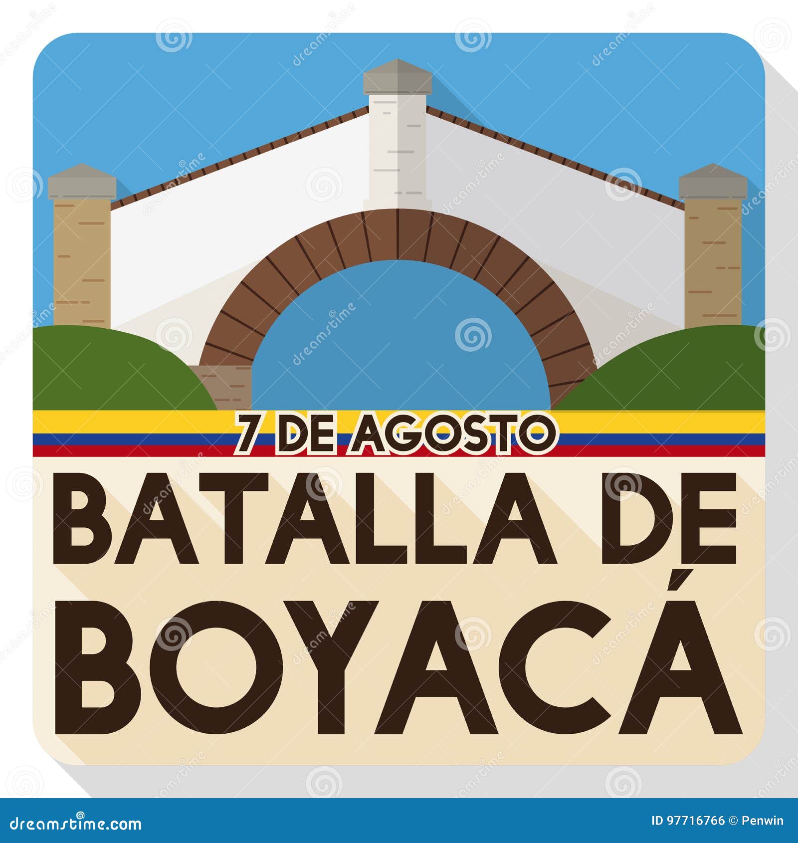 flat  commemorating boyaca`s battle with colombian boyaca bridge landmark,  