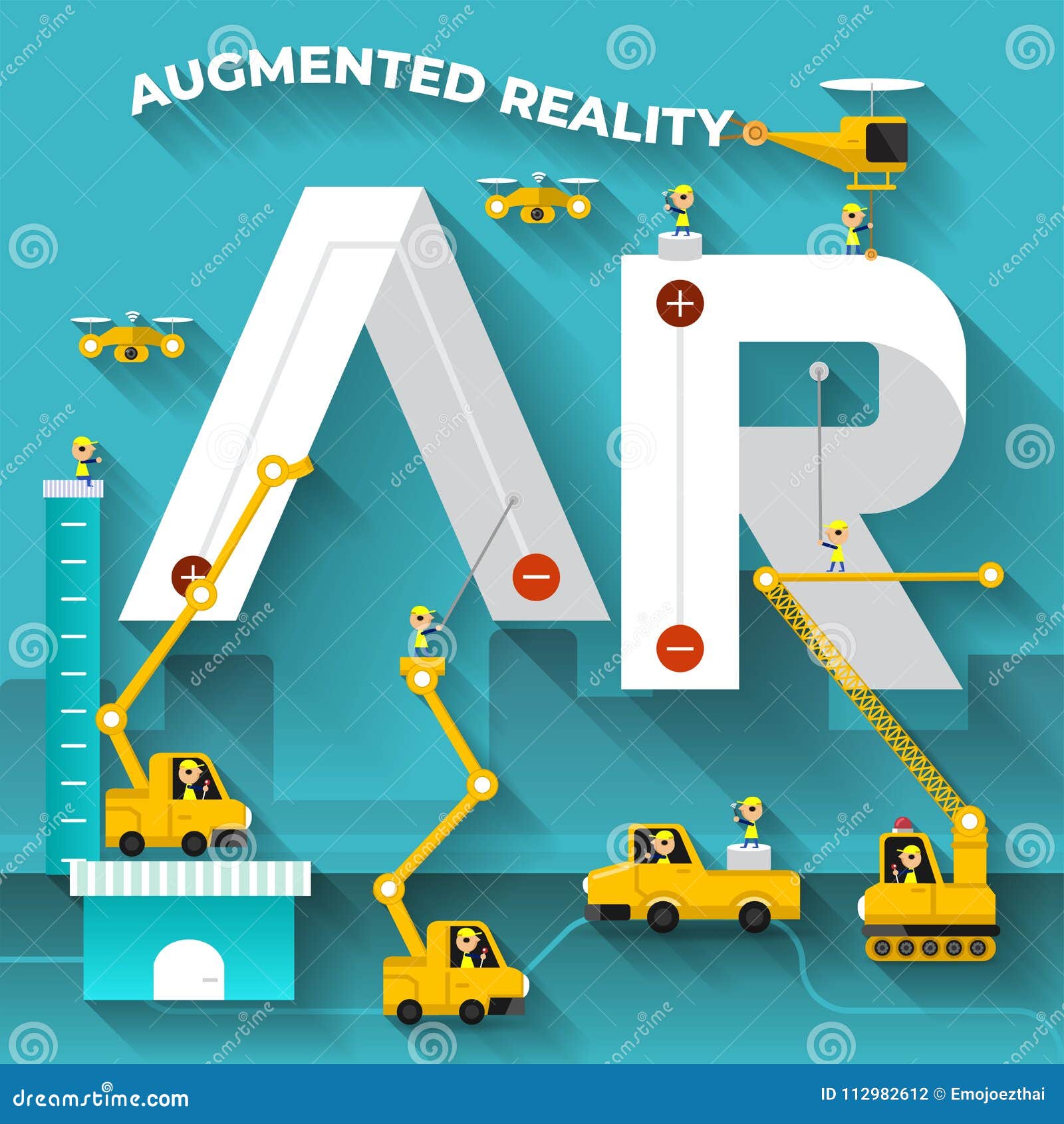 Flat Design Concept Building Text REACH with Construction Team. Vector