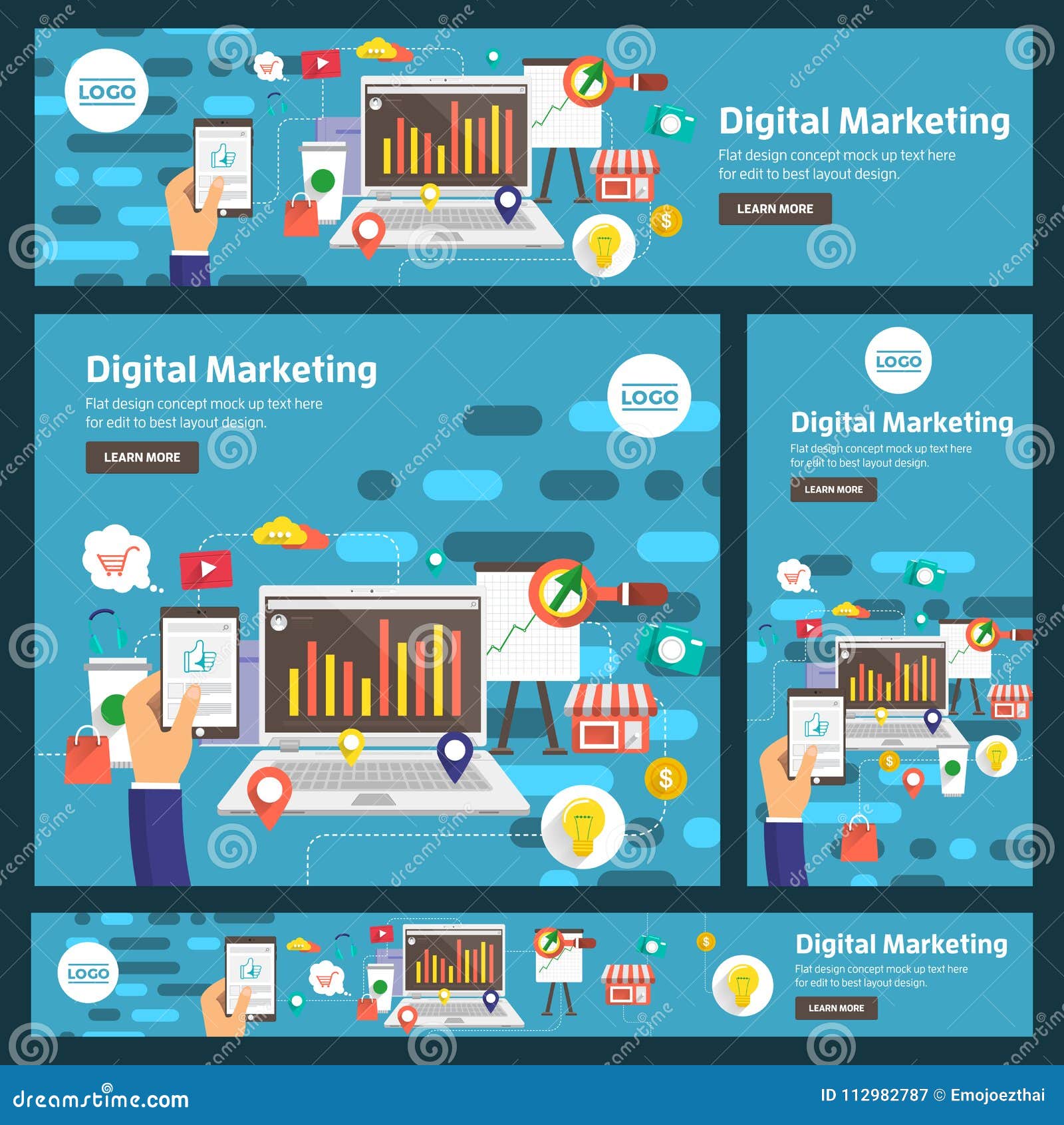 flat  concept digital marketing.  illustrate.