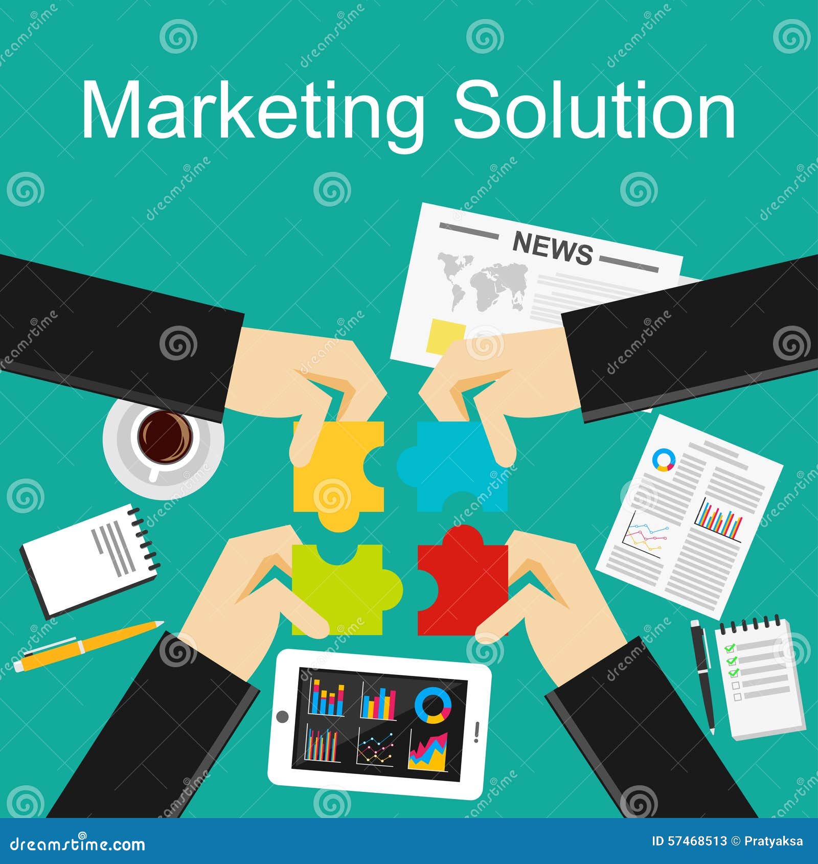 Flat Design Concepts for Marketing Solution, Stock Vector