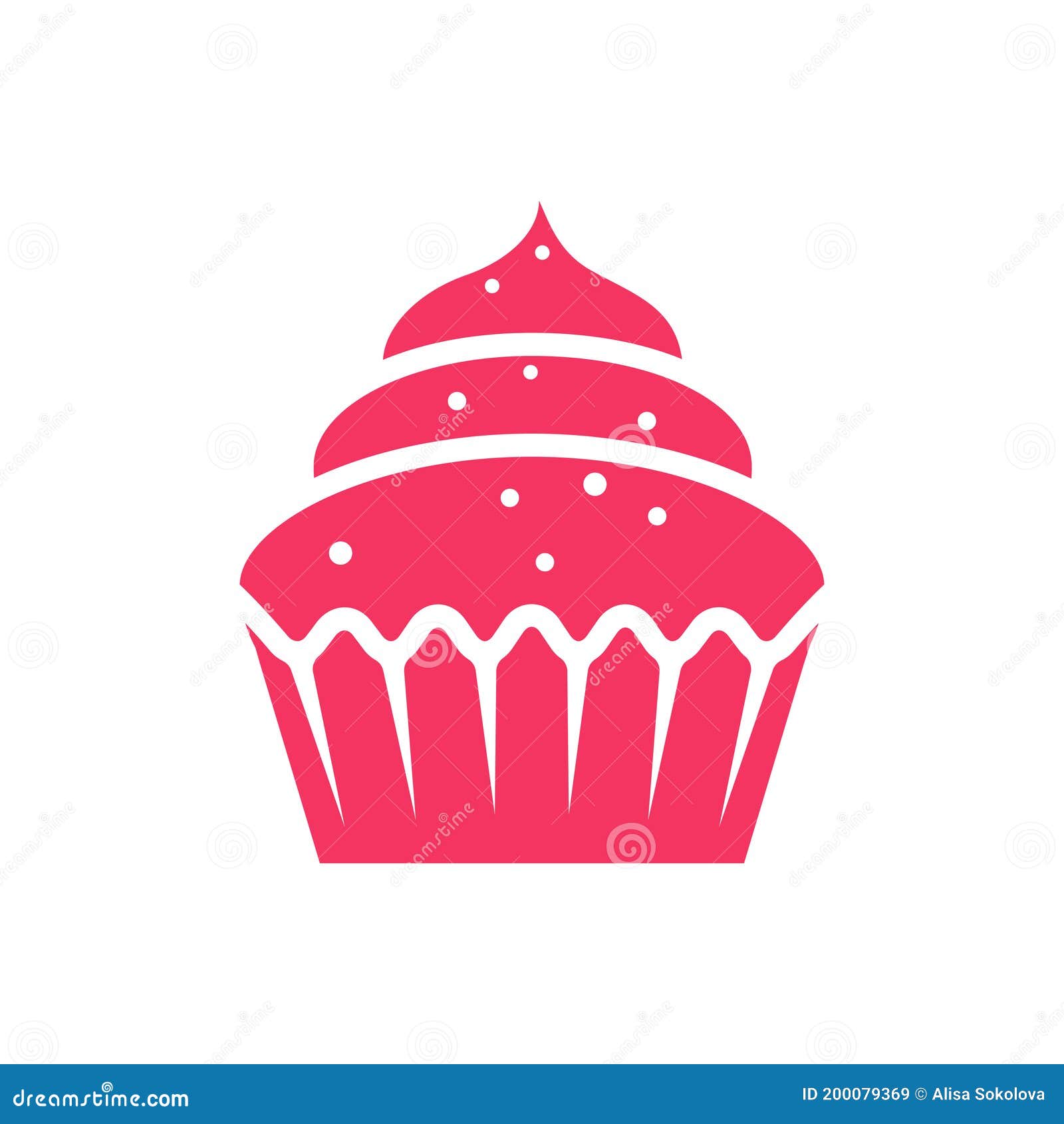 Flat Design Creamy Cupcake Icon Stock Illustration - Illustration of ...
