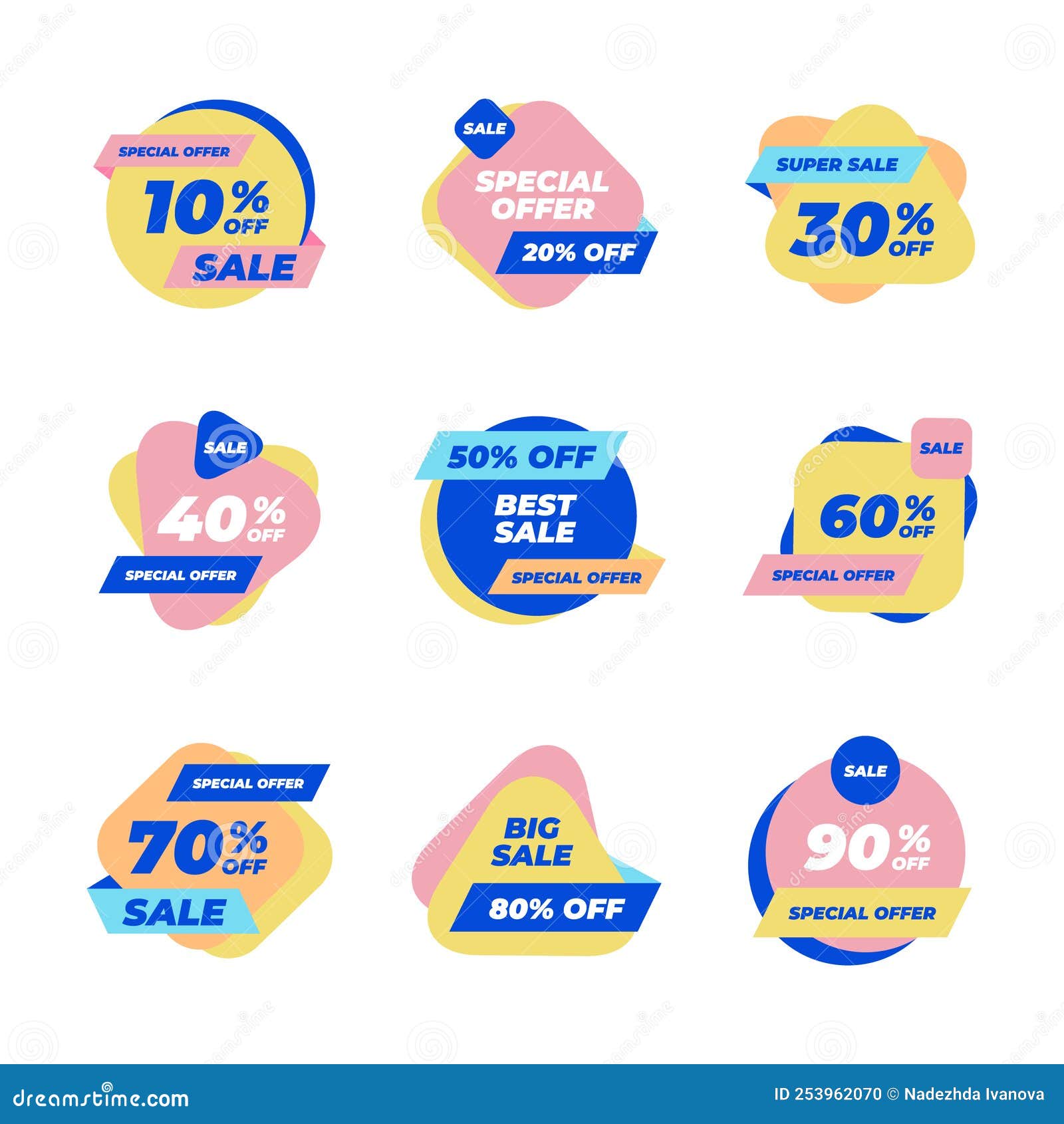 Flat Design Discount Numbers Set Vector Illustration Stock Vector Illustration of clipart