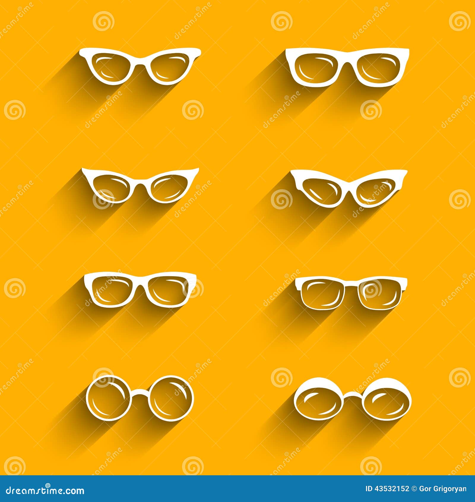 flat  eyeglasses  set with shadows