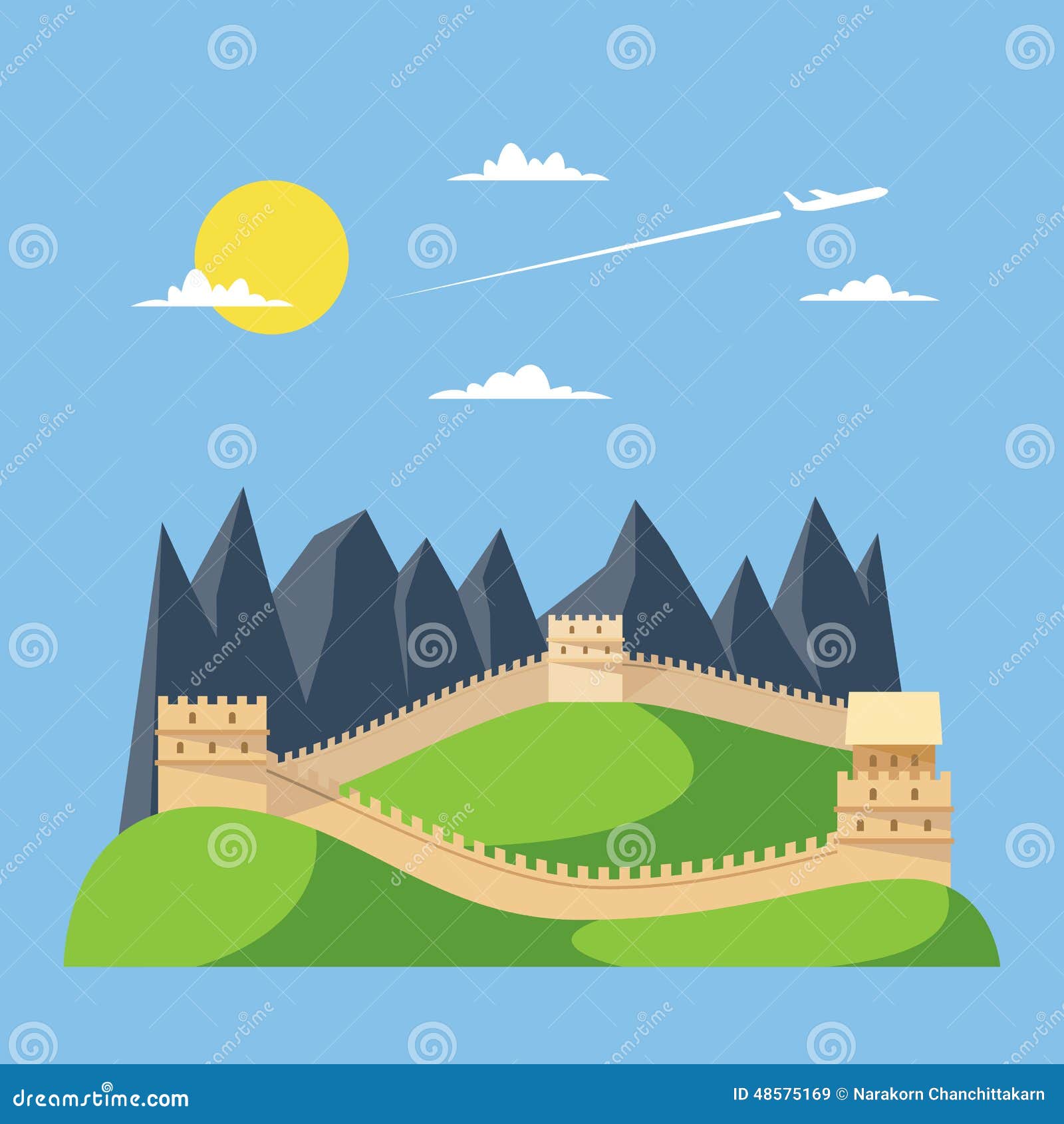 great wall of china illustration