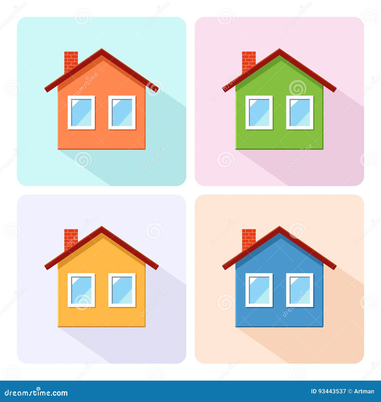 Flat design of house icon stock vector. Illustration of yellow - 93443537