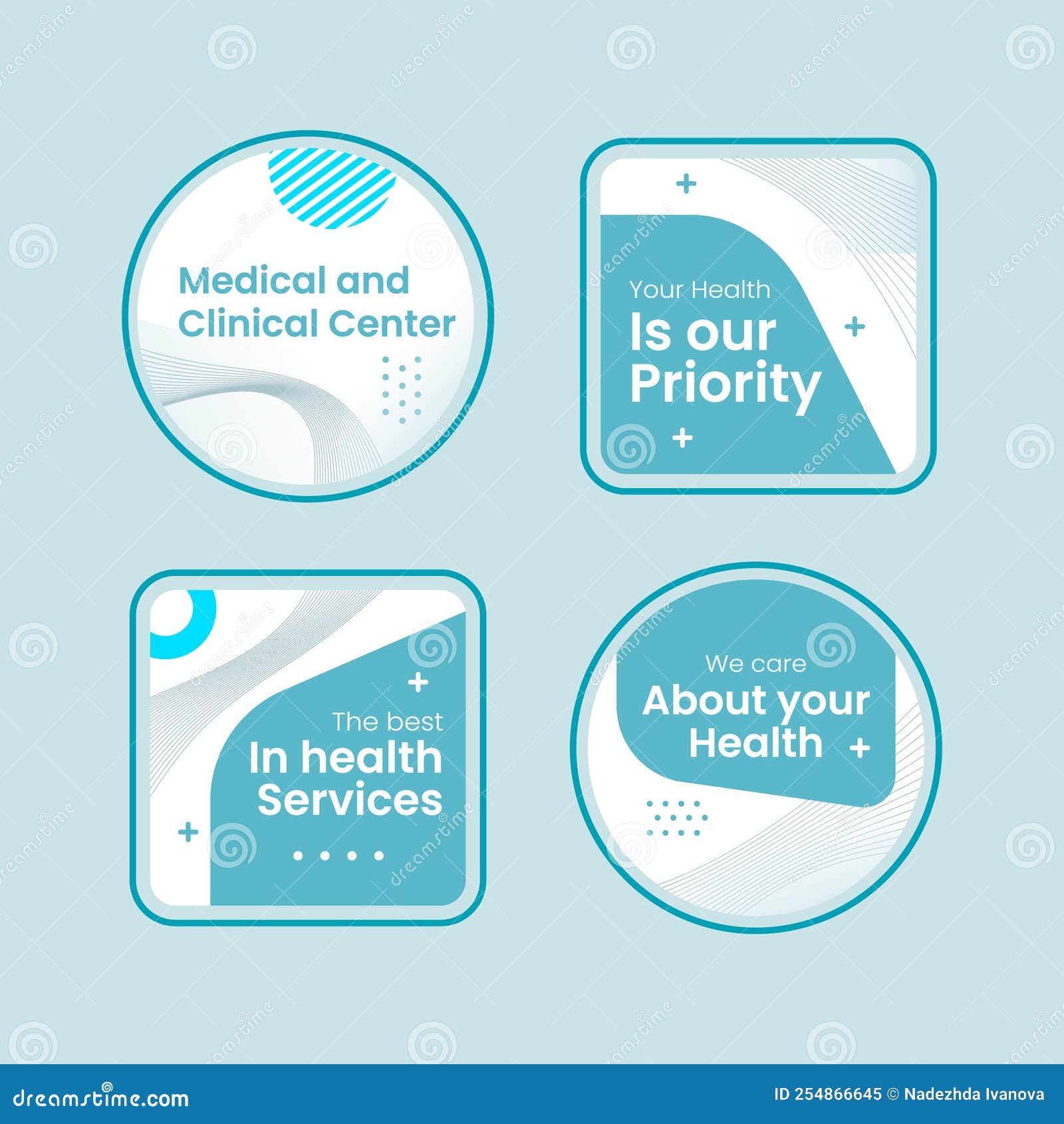 Flat Design Medical Clinic Labels Vector Illustration Stock Vector