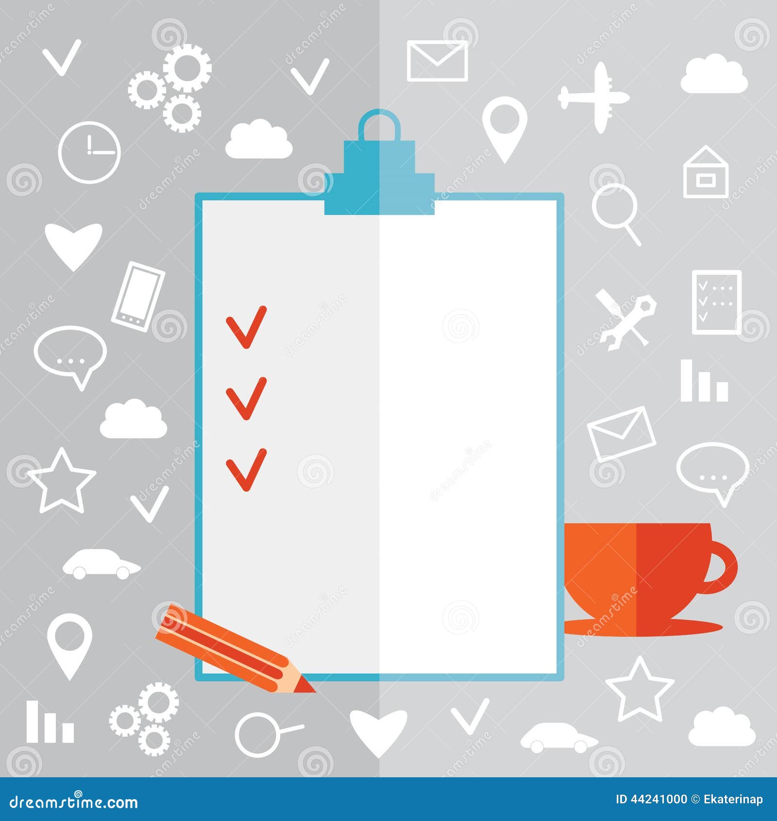 Flat Design Modern Illustration Poster Clipboard, Stock Vector