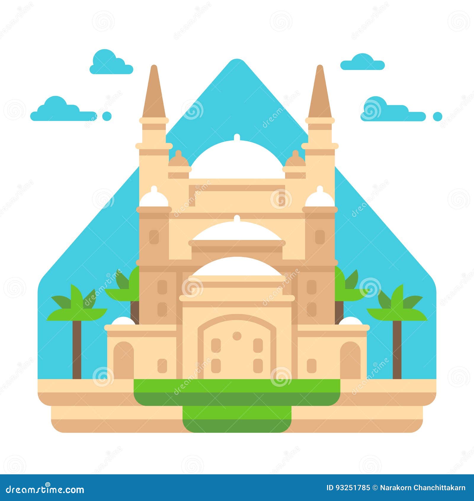 Flat Design Mosque of Muhammad Ali Stock Illustration - Illustration of ...