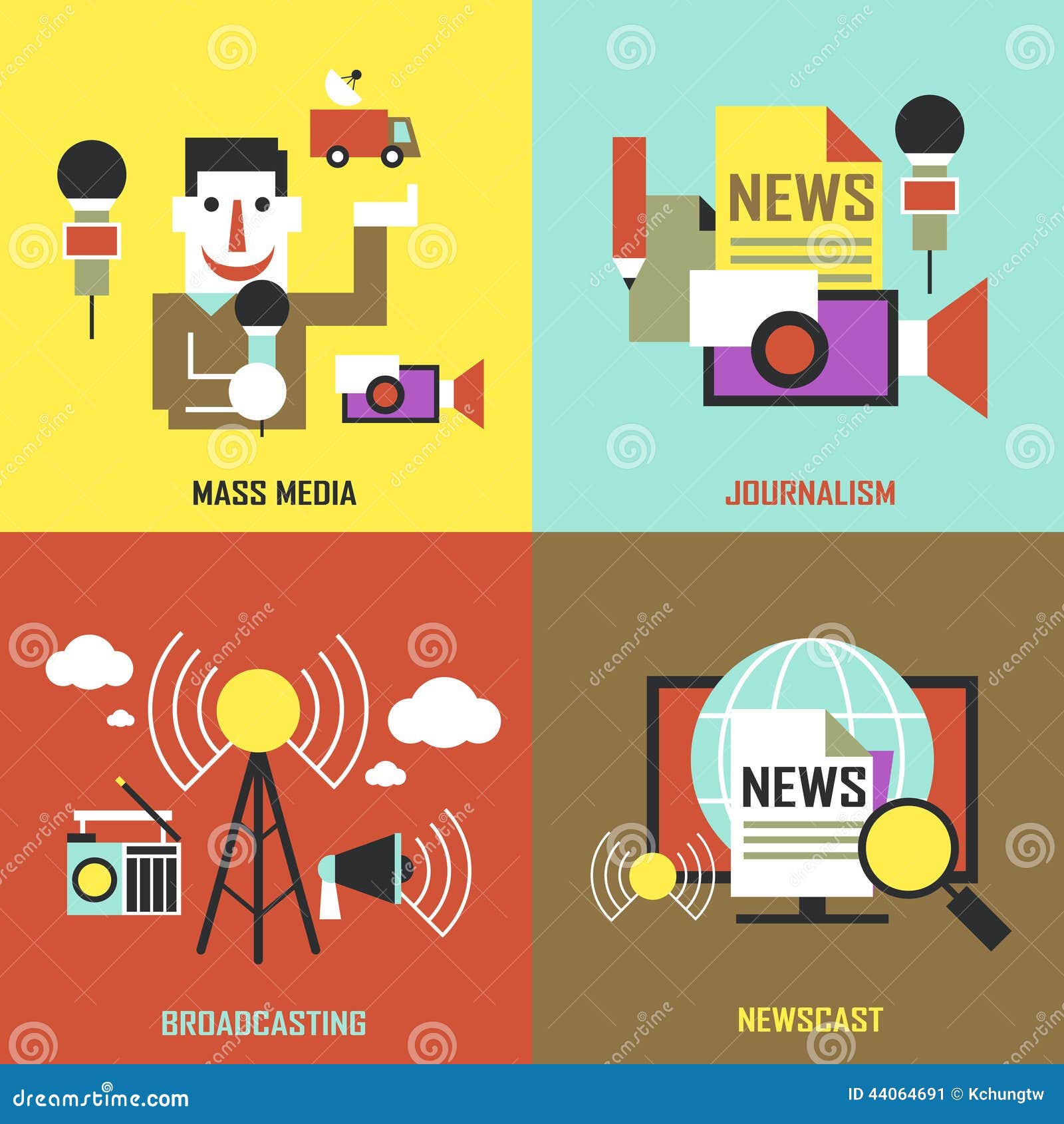 Flat Design for the News Industry Concepts Stock Vector - Illustration ...