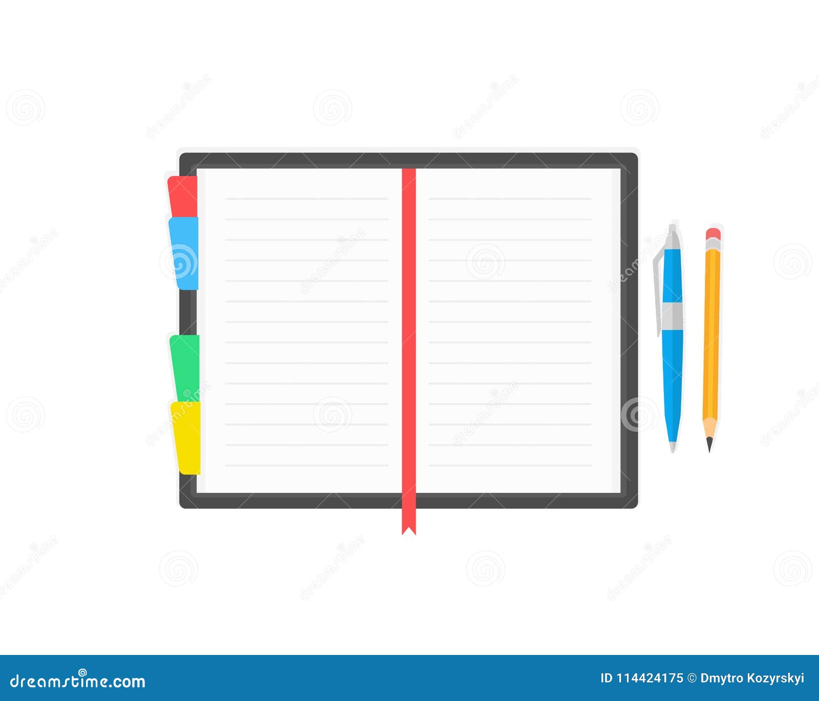 flat  notepad paper sheets  on white background whit place for text.  illustartion background with