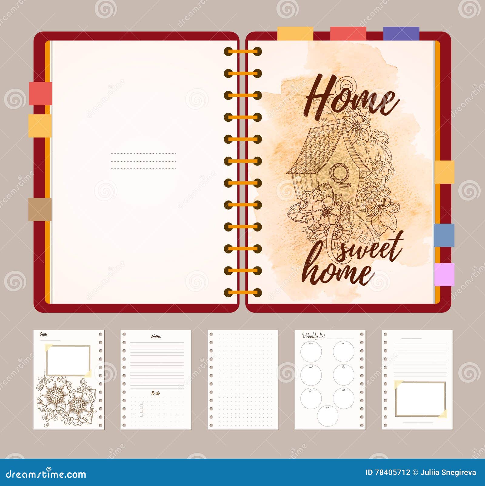 Download Flat Design Opened Notepad. Sketchbook, Diary Mockup ...