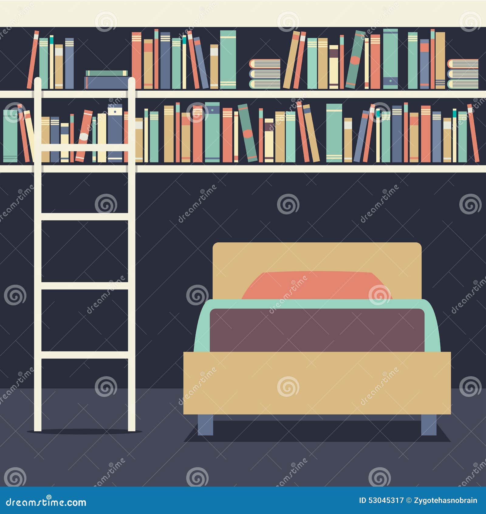 Flat Bookshelves. Shelf Book In Room Library, Reading Book Office Shelf