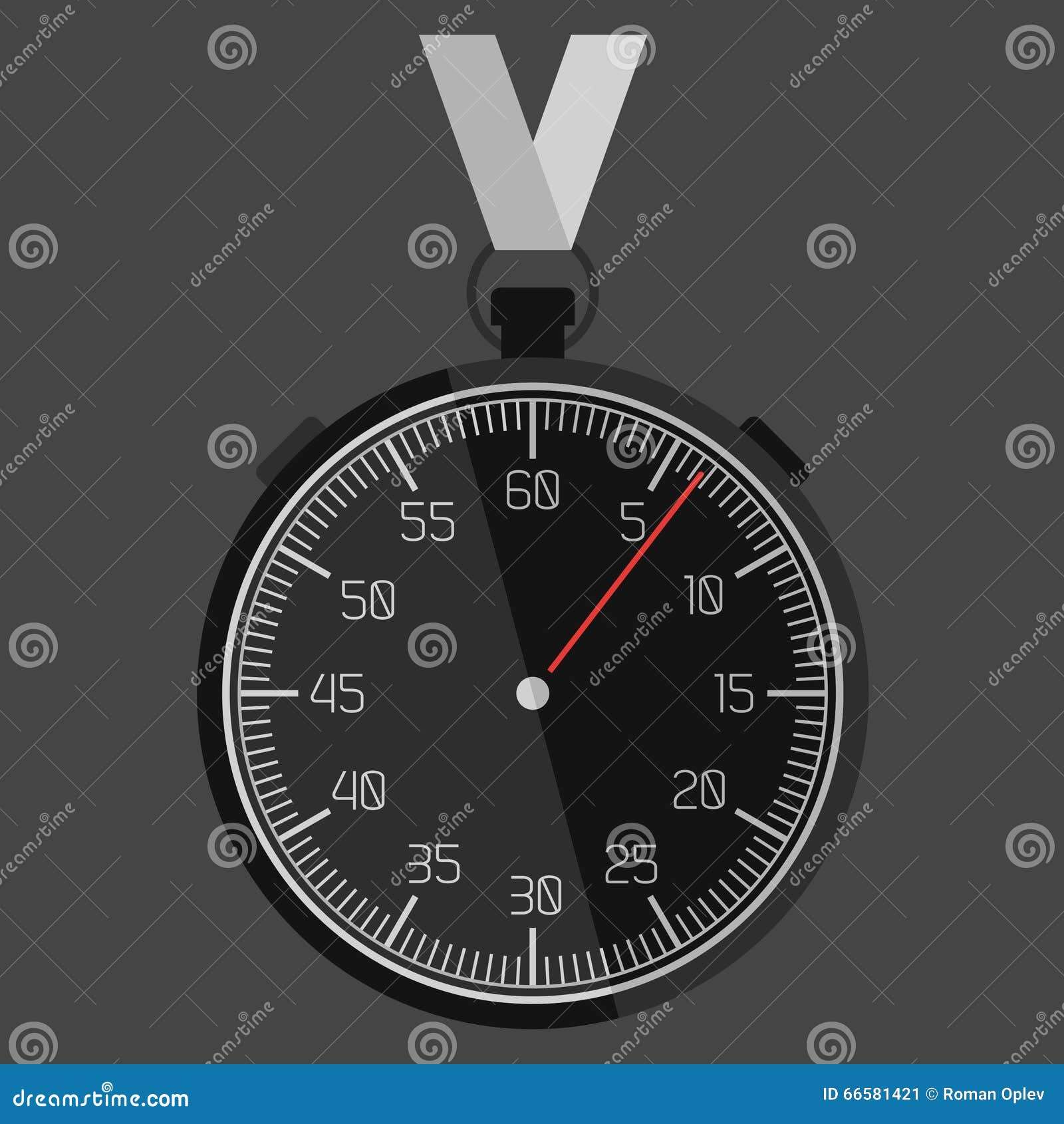 The Flat Design of the Stopwatch with the Numbers Stock Vector