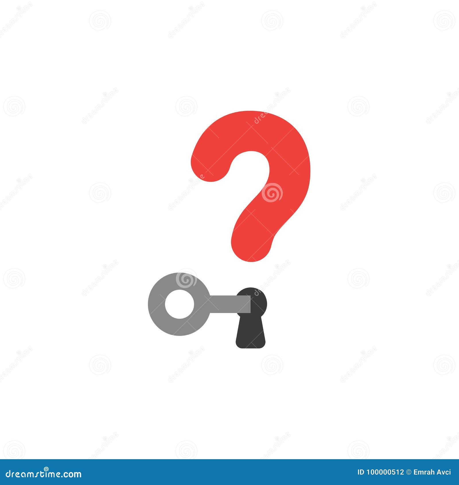 Flat Design Style Vector Concept of Question Mark with Key Lock Stock
