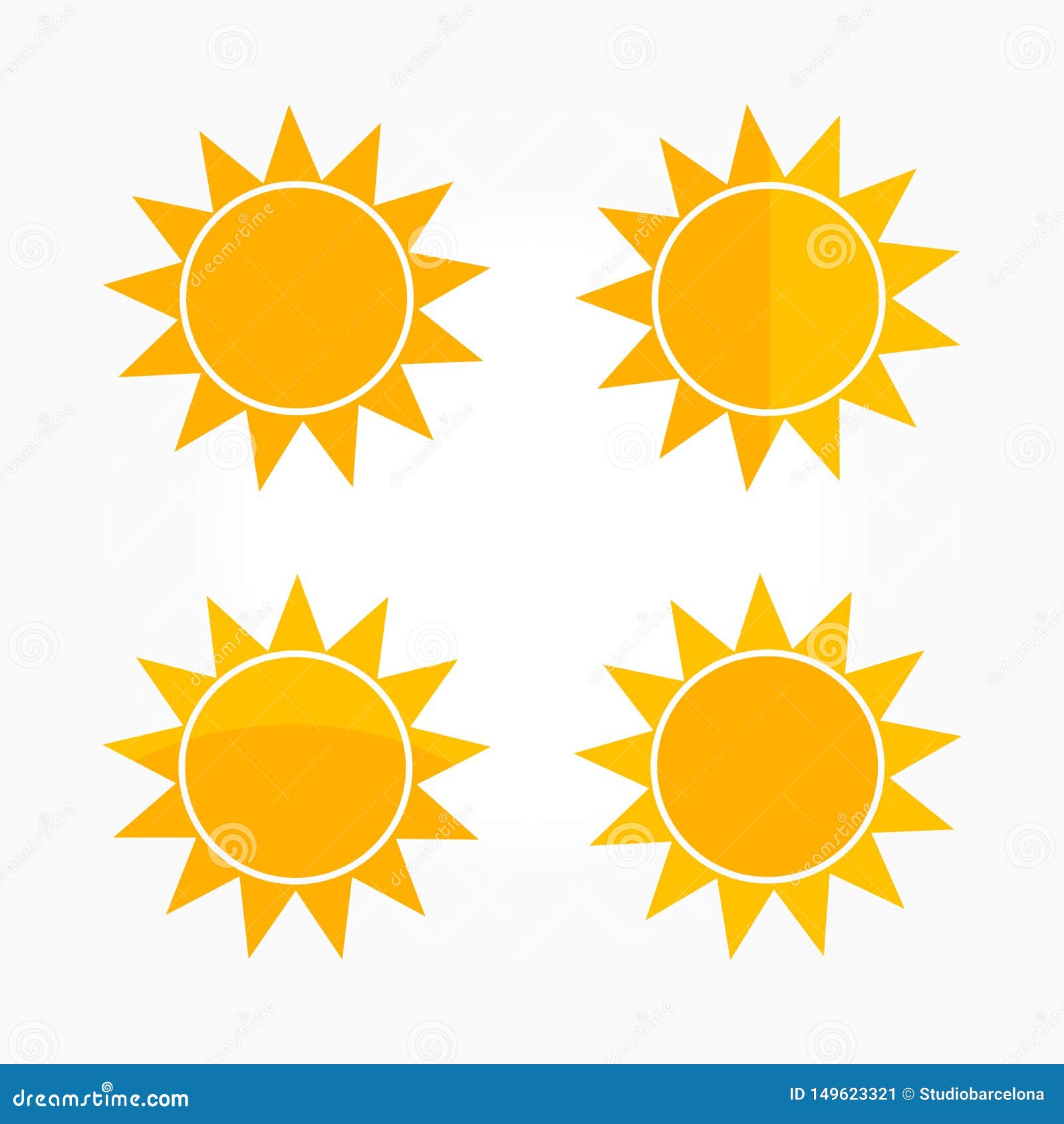 Flat design sun icons stock vector. Illustration of design - 149623321