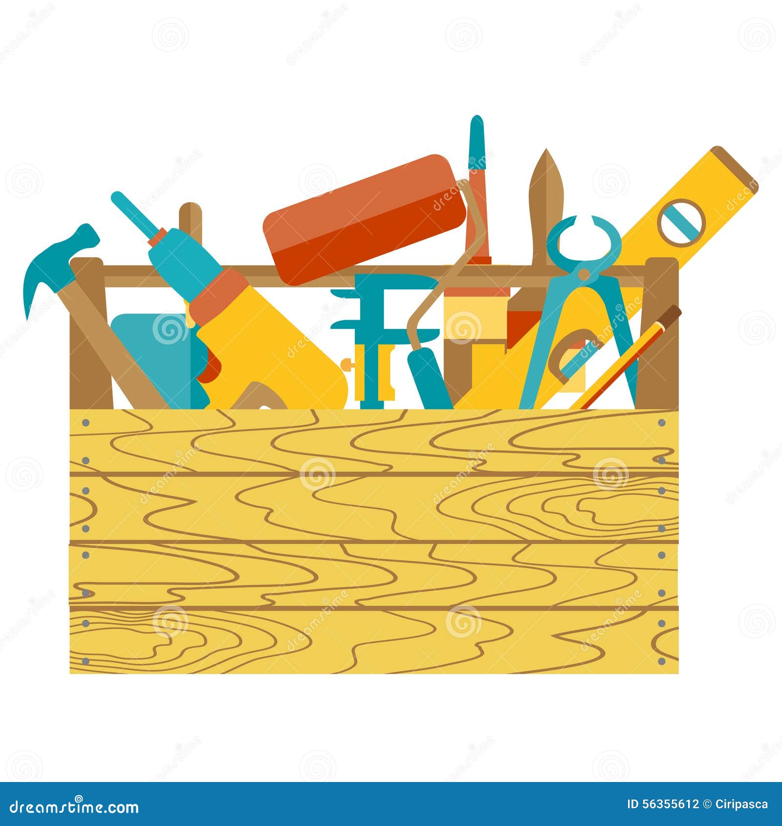 Flat Design of Tool Kit Box Stock Vector Illustration of tools