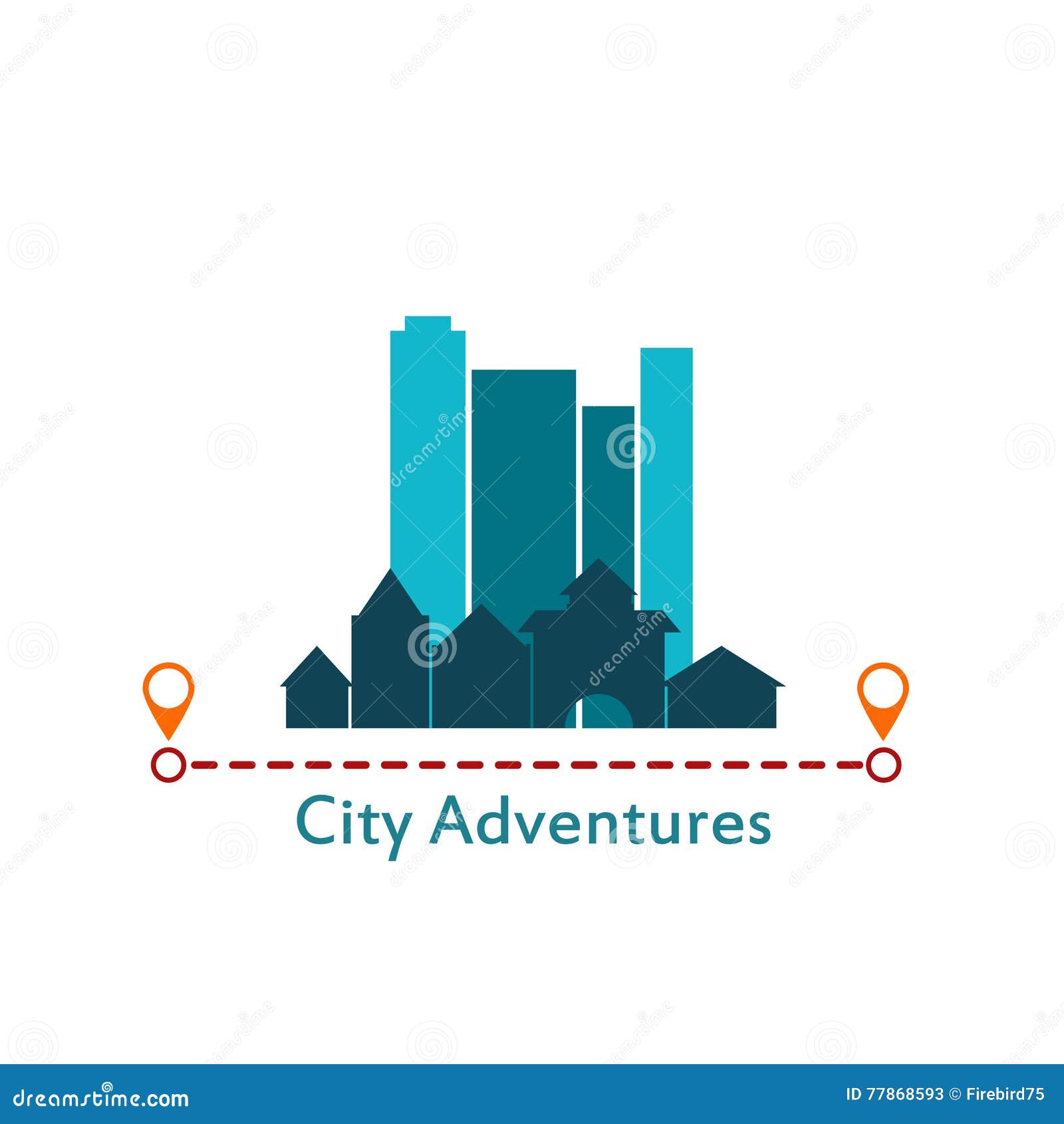 Flat Design Urban Landscape. City Adventure. Stock Vector