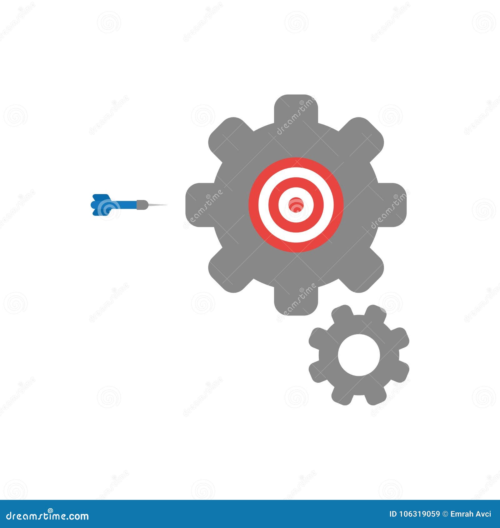 flat   concept of bulls eye inside gears with dart
