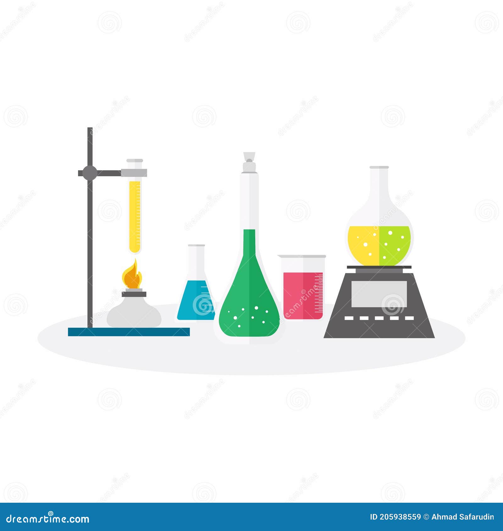 Flat Design Vector Illustration Concept of Chemistry Experiment ...