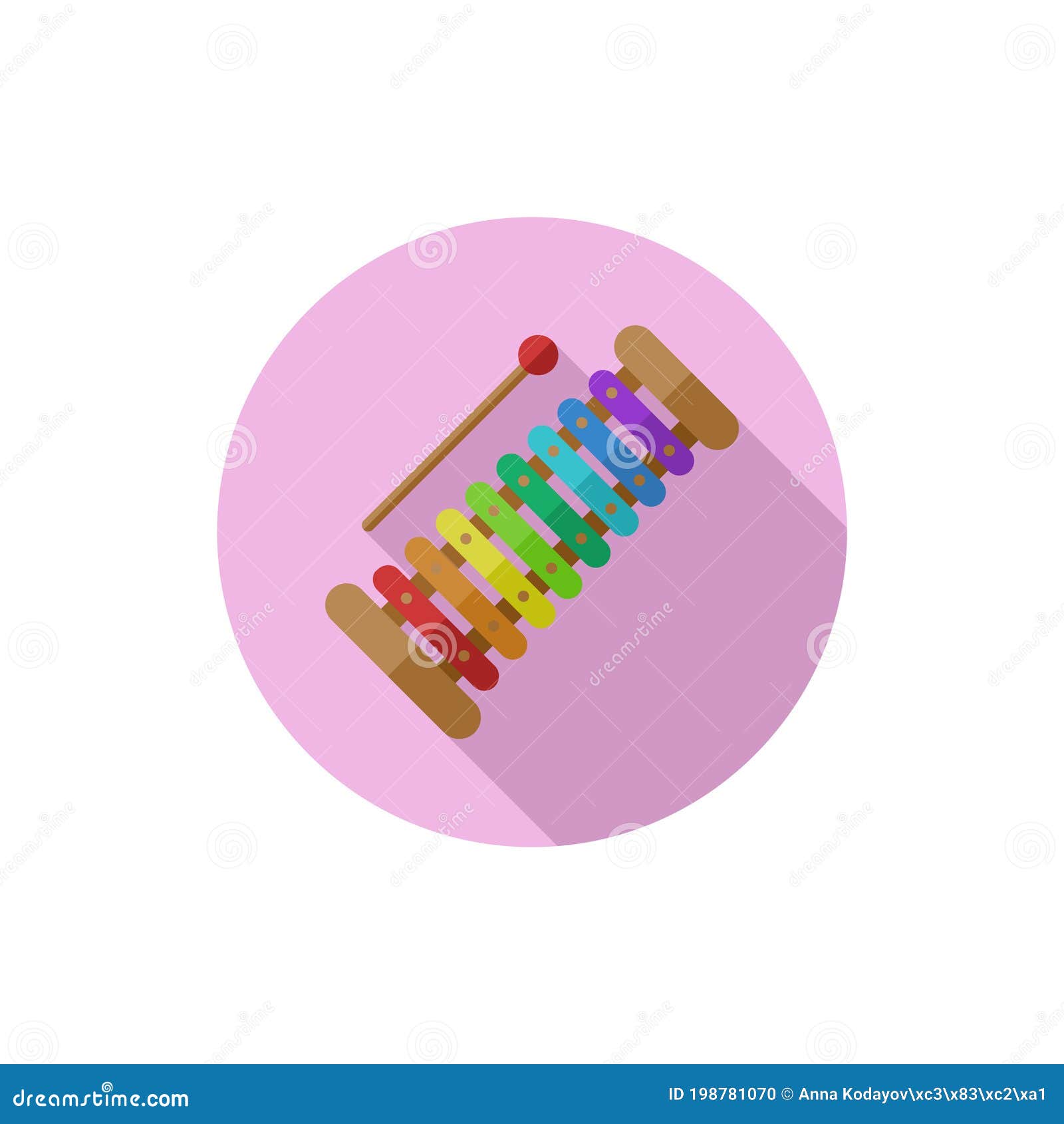 Flat design Xylophone stock vector. Illustration of mallet 198781070