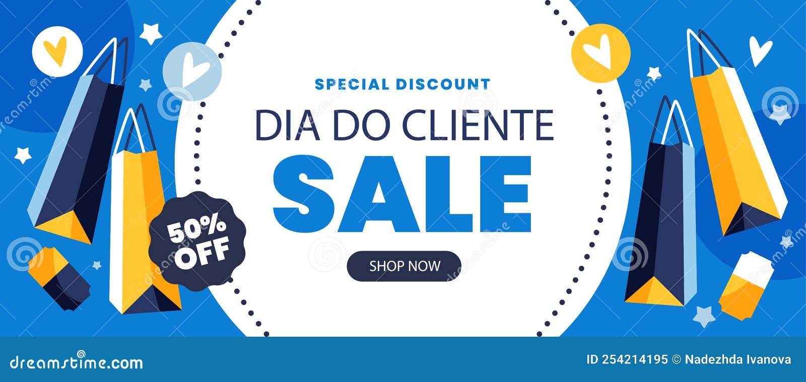 flat dia do cliente sale horizontal banners set  