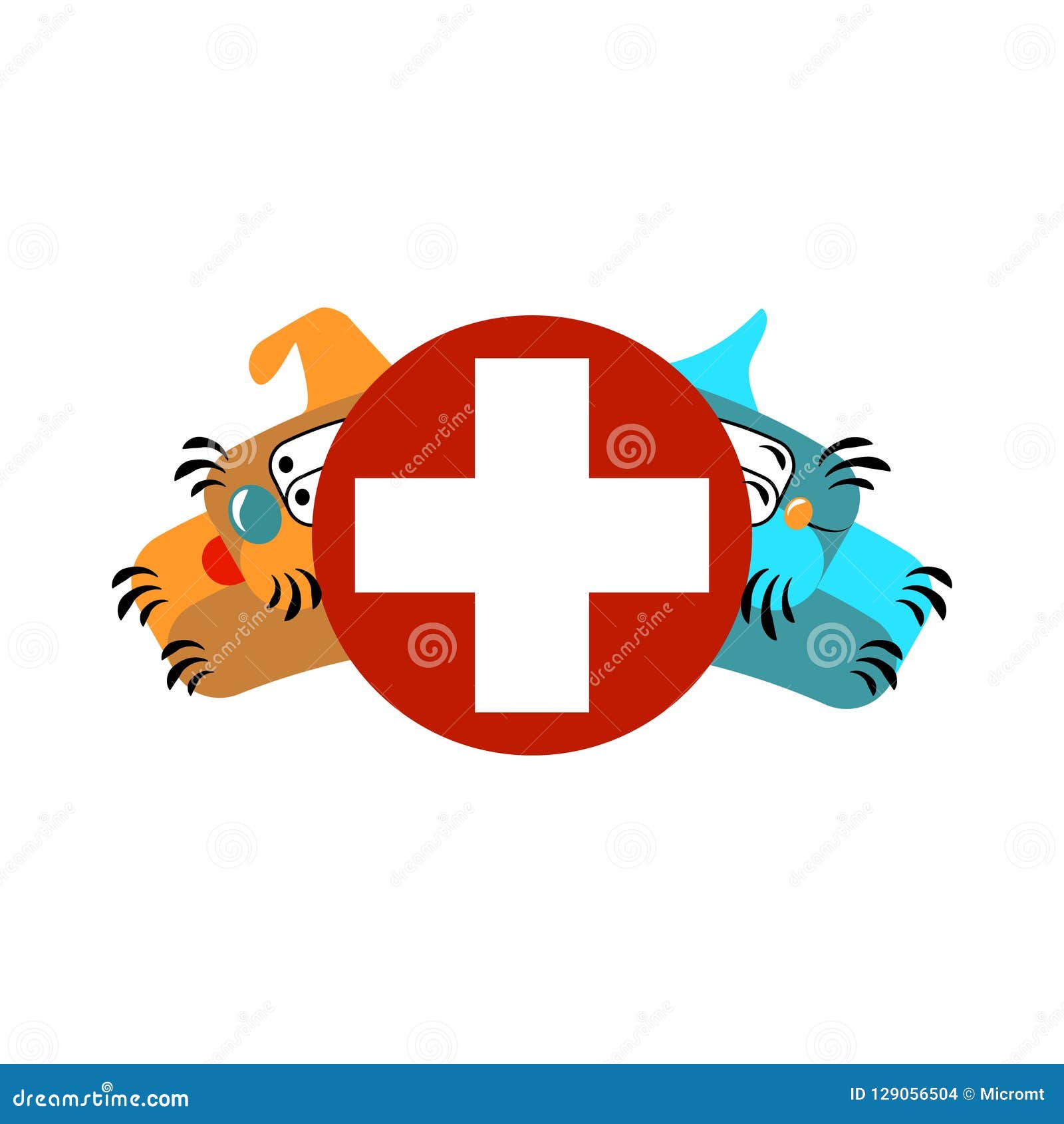 Flat Dog And A Cat Cartoons Veterinary Clinic Icon Cross ...