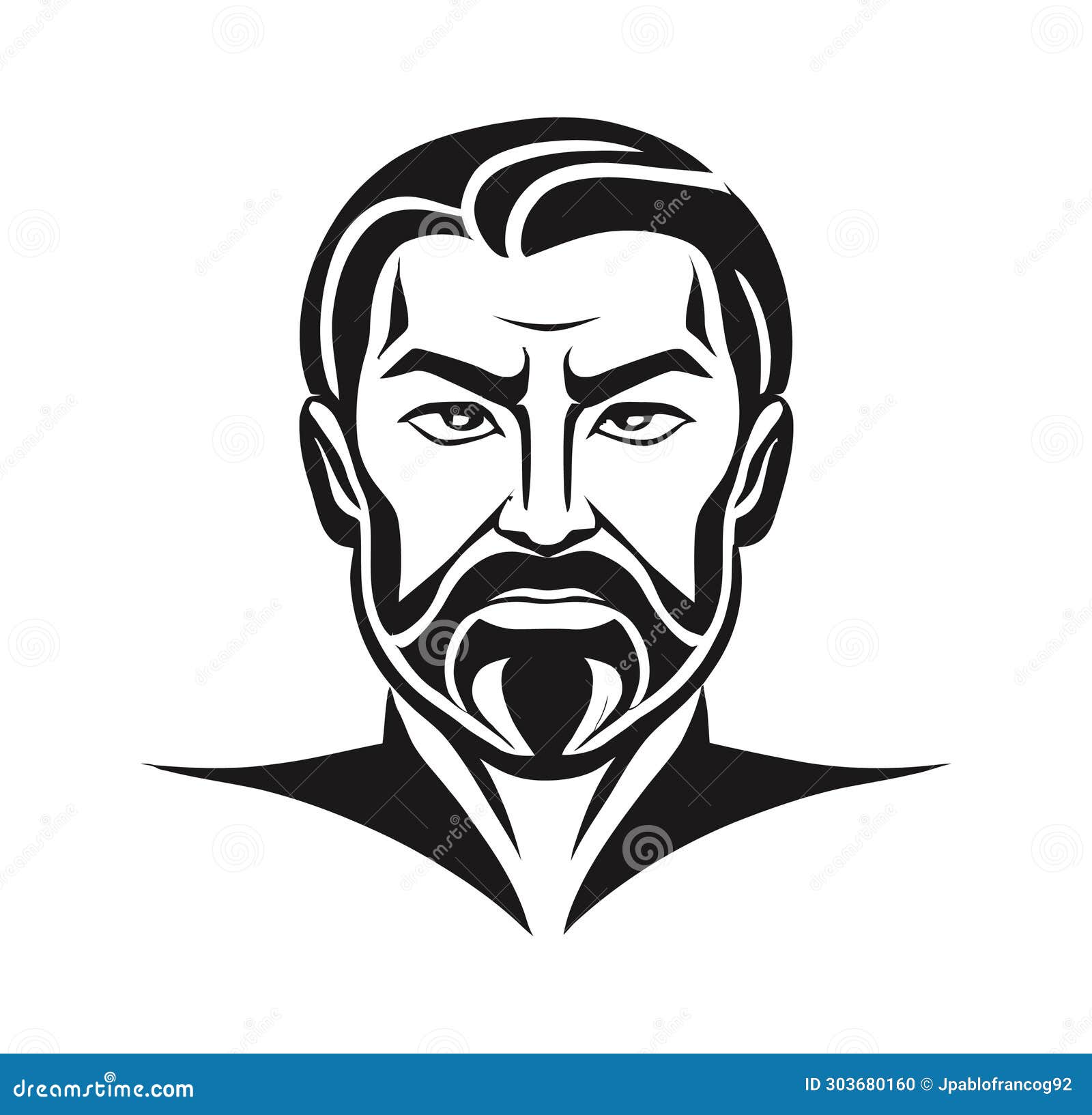 stoic man, flat drawing in simple lines for graphic use in branding